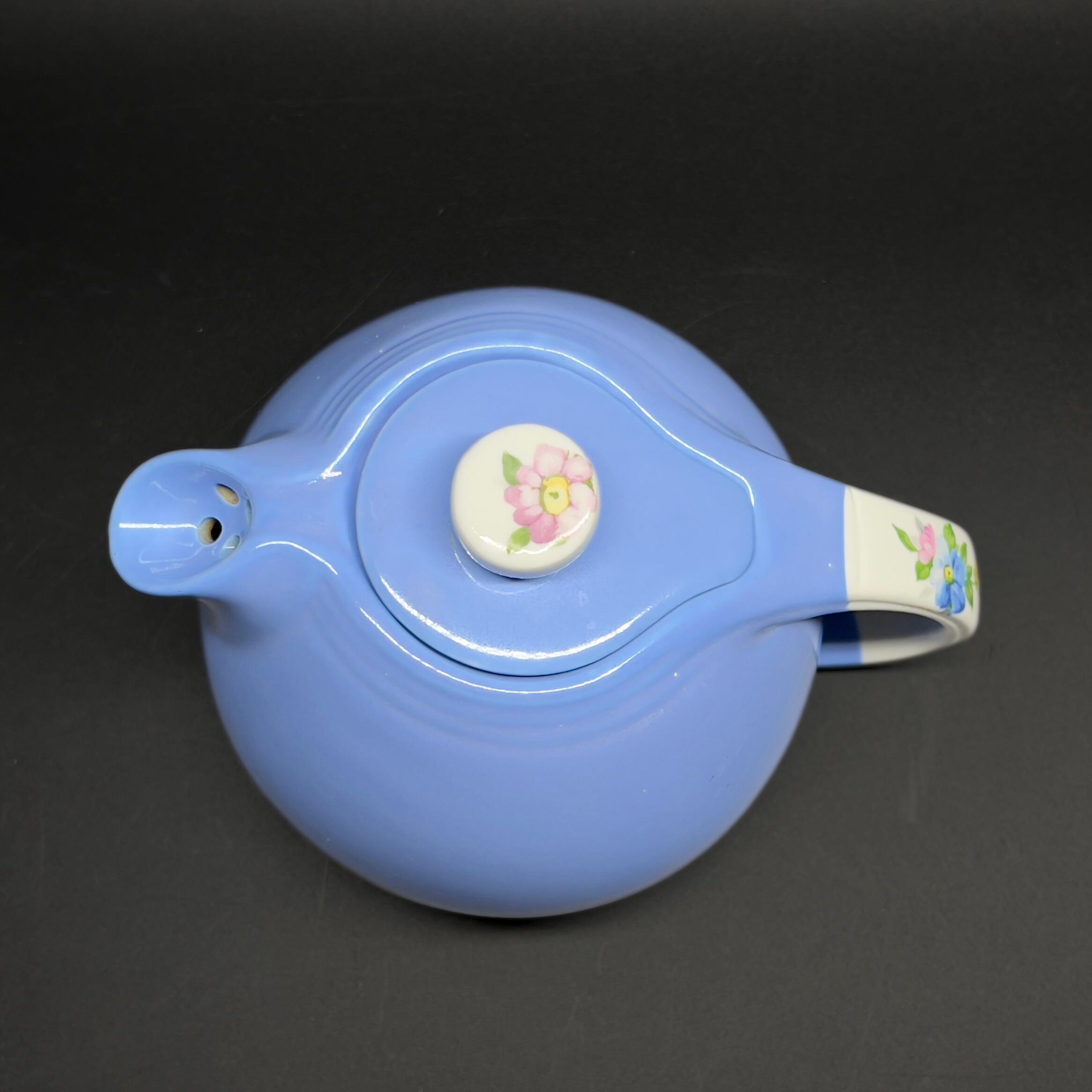 Vintage Hall China Rose Parade Tea Set: Cadet Blue Floral Handles - Image 6