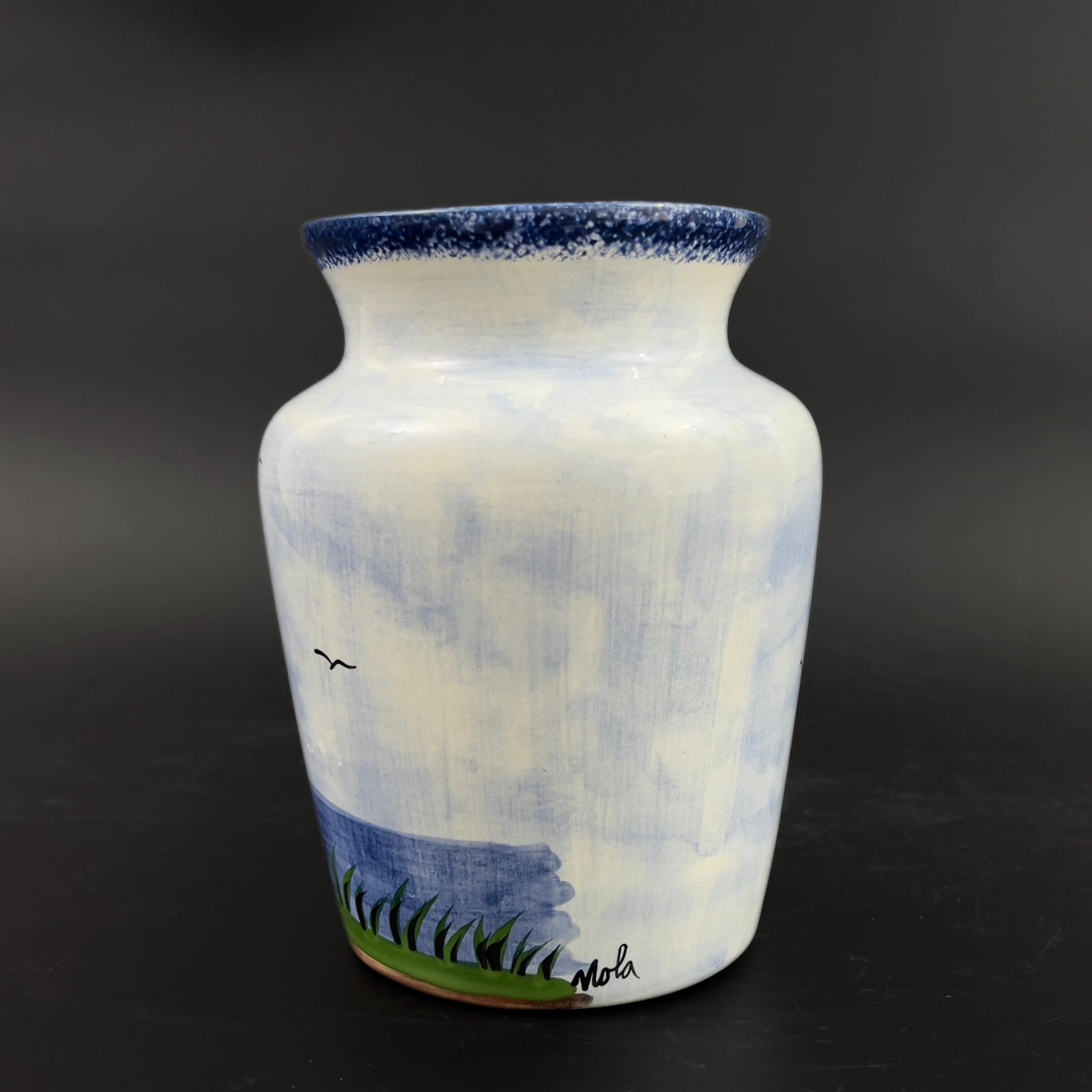 Hand-Painted Lighthouse Vase: Nola Watkins Folk Art Pottery - Image 4