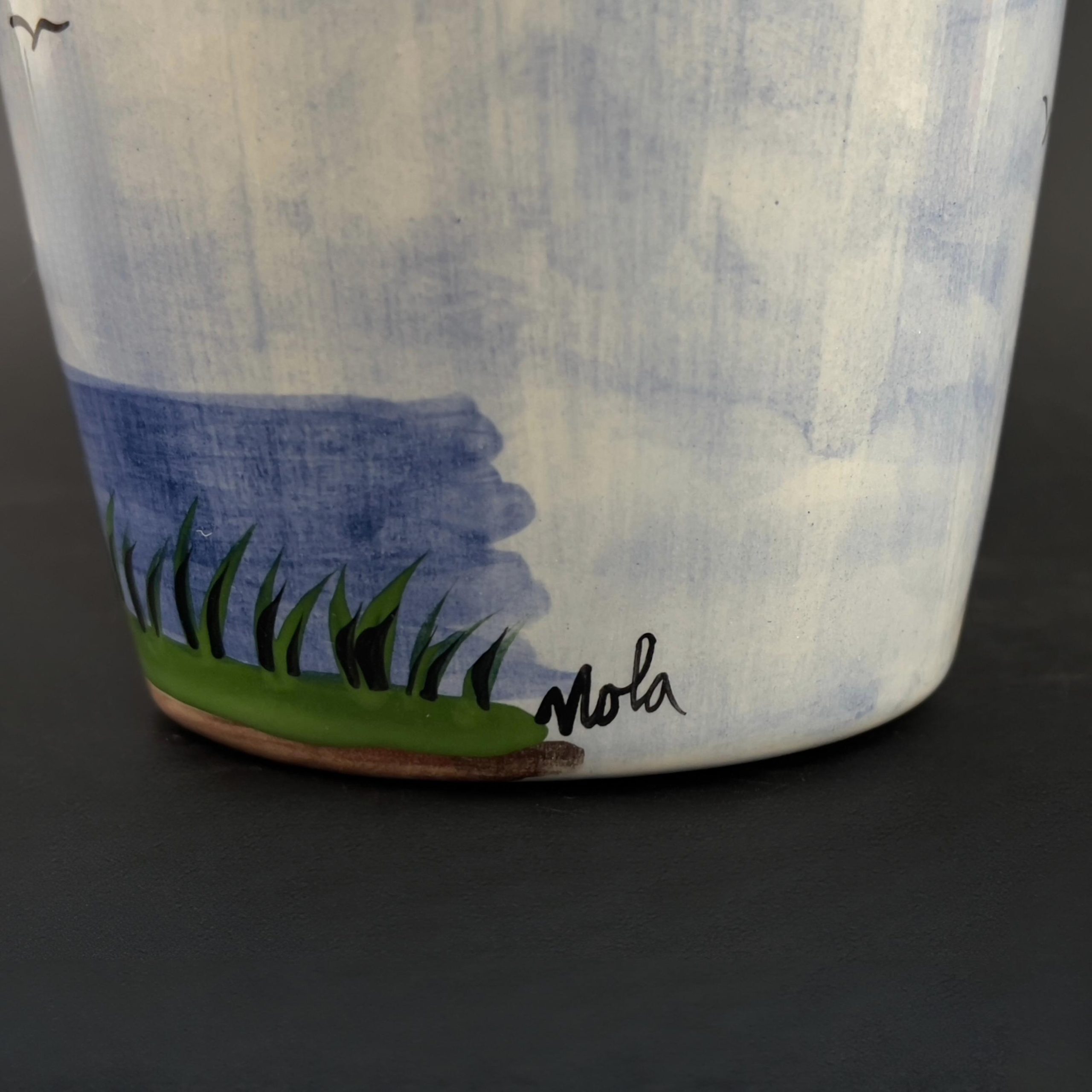 Hand-Painted Lighthouse Vase: Nola Watkins Folk Art Pottery - Image 7