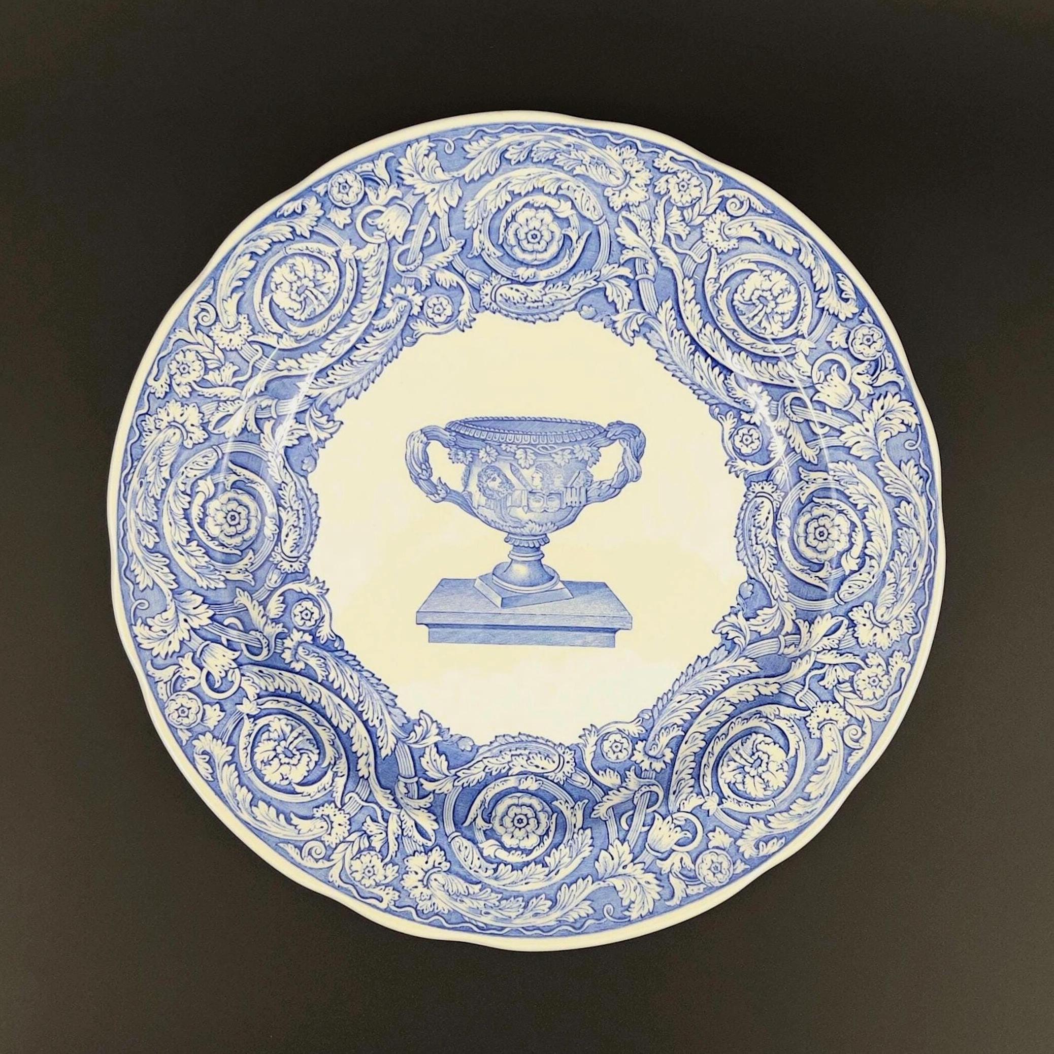 Vintage Spode Blue Room Plate: Warwick Vase, Blue & White Decor