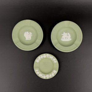 Vintage Wedgwood Sage Green Jasperware Ashtray Set: Neoclassical Decor