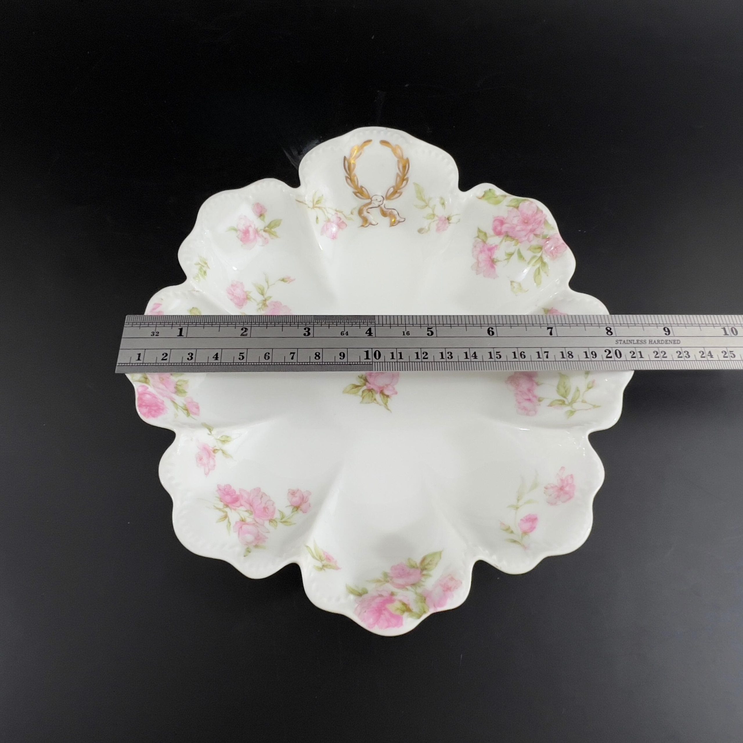 Antique Haviland Limoges Bowls: Pink Roses, Gold Laurel - Set of 3 - Image 7