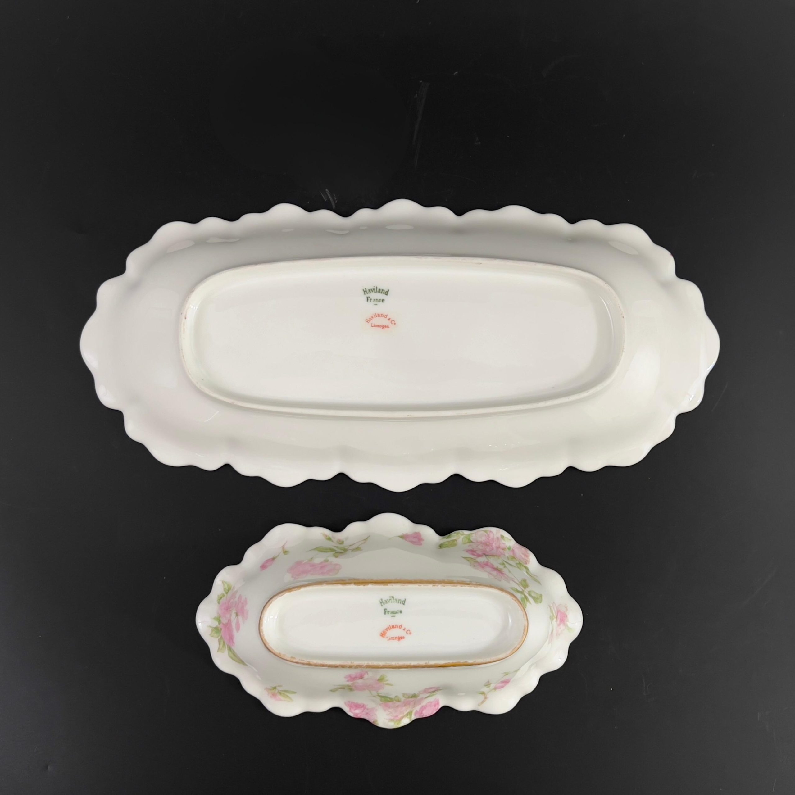 Antique Haviland Limoges Serving Bowls: Pink Rose Celery & Olive Dishes - Image 11