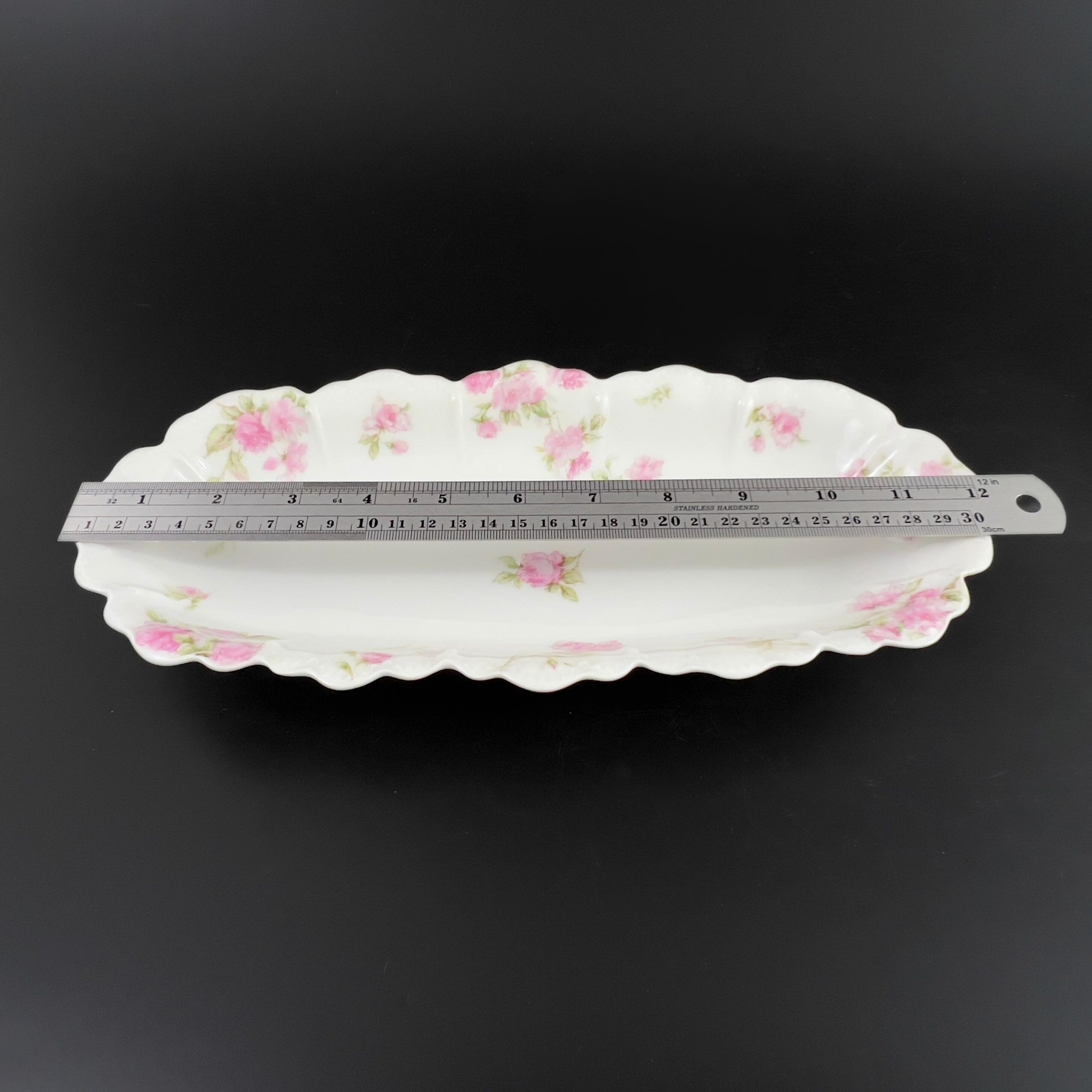 Antique Haviland Limoges Serving Bowls: Pink Rose Celery & Olive Dishes - Image 8