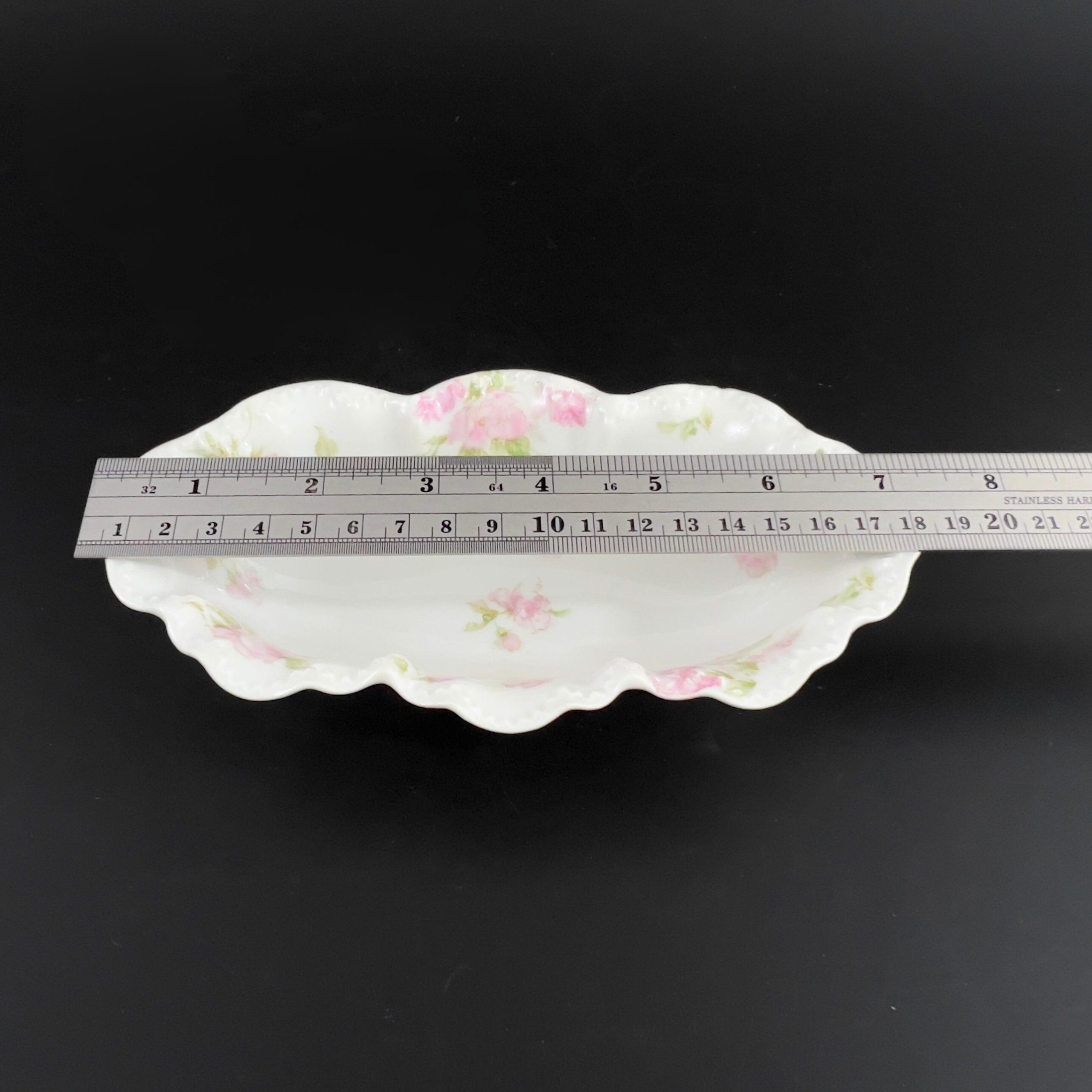 Antique Haviland Limoges Serving Bowls: Pink Rose Celery & Olive Dishes - Image 9