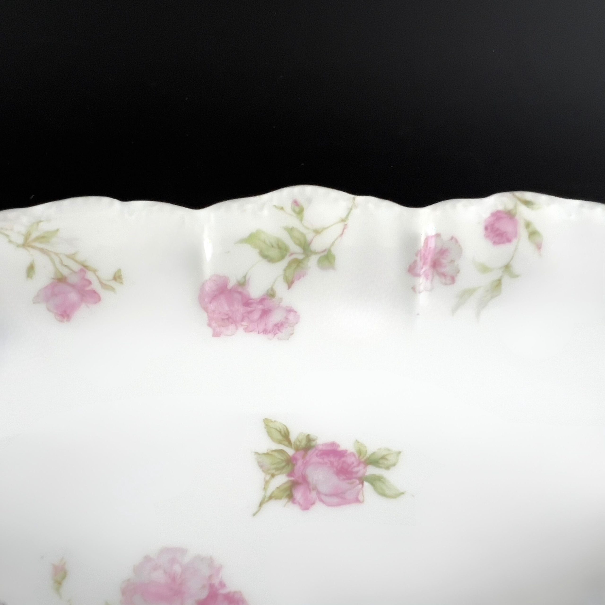 Antique Haviland Limoges Serving Bowls: Pink Rose Celery & Olive Dishes - Image 4