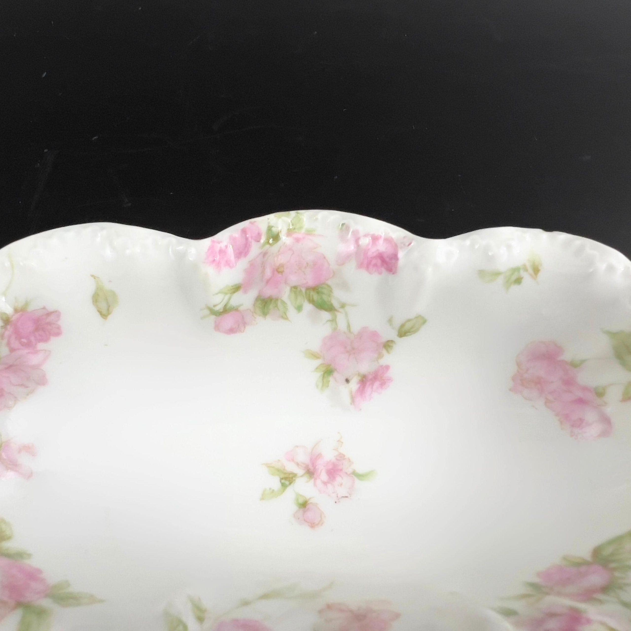 Antique Haviland Limoges Serving Bowls: Pink Rose Celery & Olive Dishes - Image 6