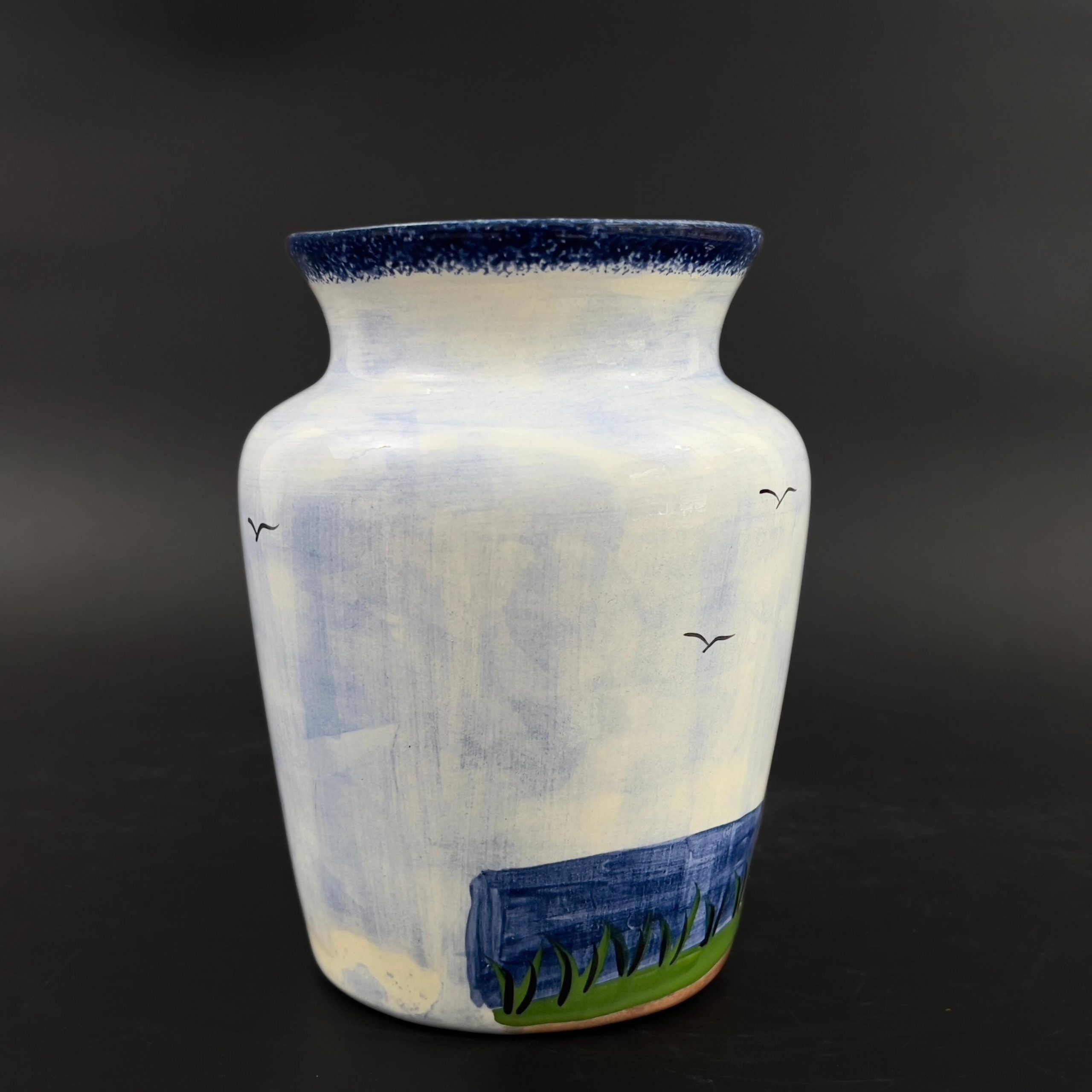 Hand-Painted Lighthouse Vase: Nola Watkins Folk Art Pottery - Image 6