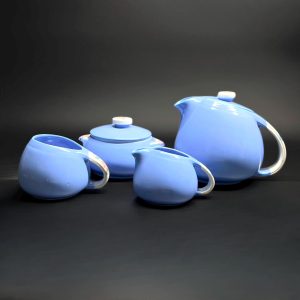 Vintage Hall China Rose Parade Tea Set: Cadet Blue Floral Handles