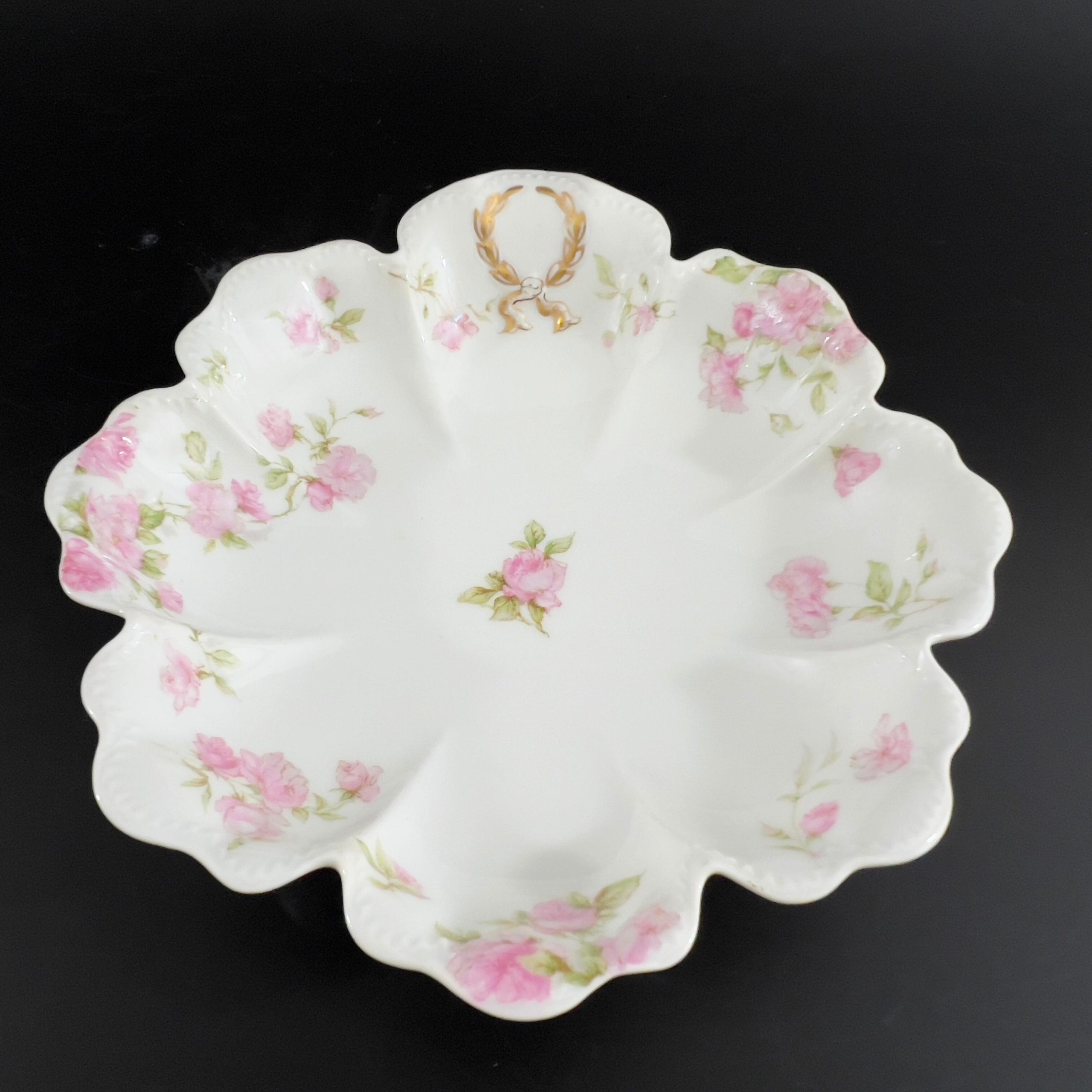 Antique Haviland Limoges Bowls: Pink Roses, Gold Laurel - Set of 3 - Image 5