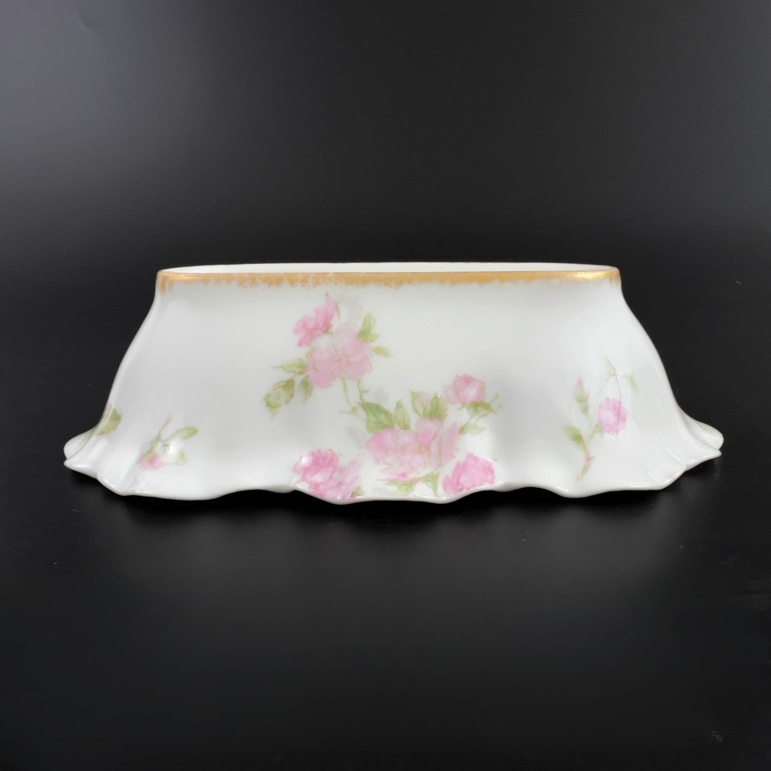 Antique Haviland Limoges Serving Bowls: Pink Rose Celery & Olive Dishes - Image 5
