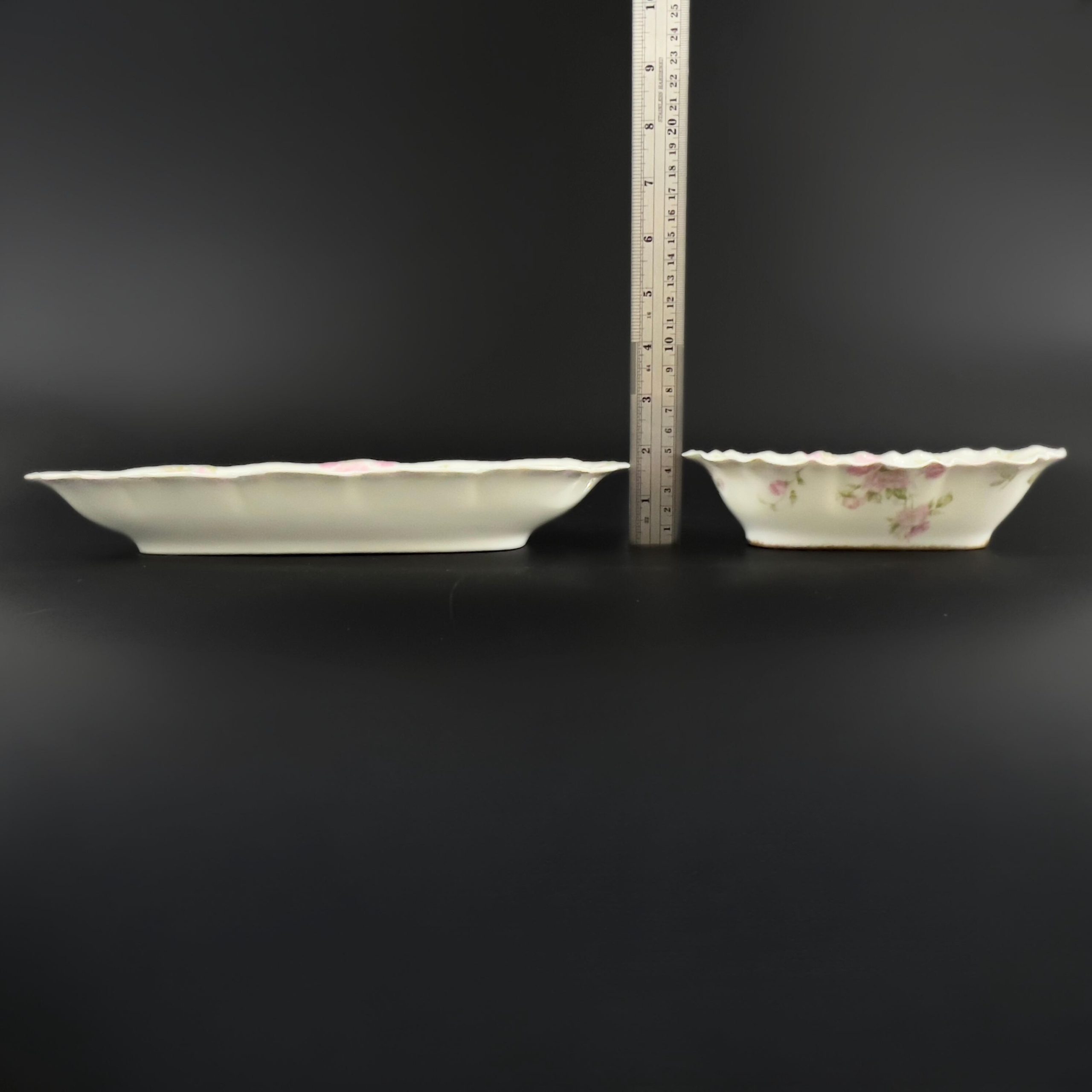 Antique Haviland Limoges Serving Bowls: Pink Rose Celery & Olive Dishes - Image 10