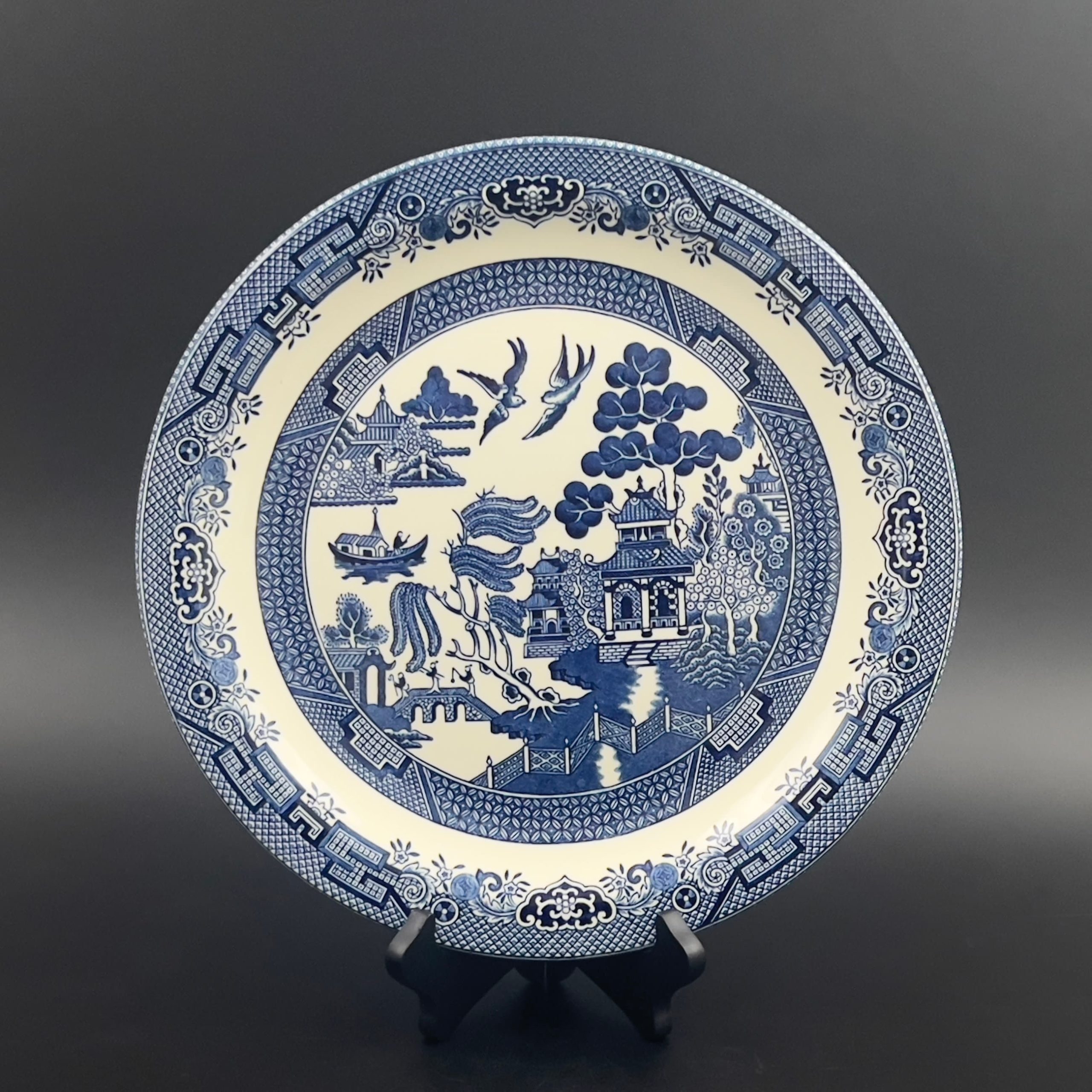 Vintage Churchill Blue Willow Platter: 12.5" Chinoiserie Stoneware - Image 3