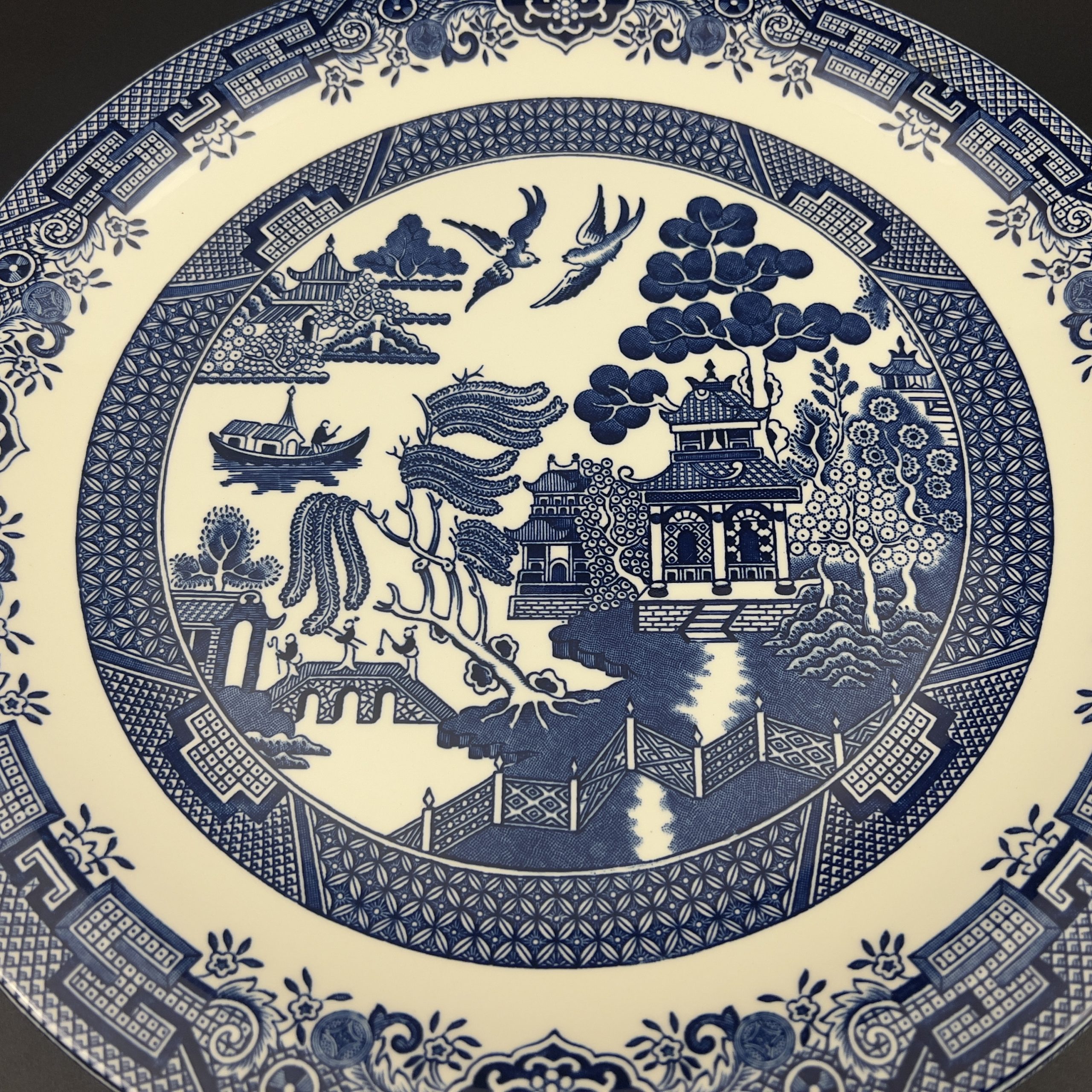 Vintage Churchill Blue Willow Platter: 12.5" Chinoiserie Stoneware - Image 7