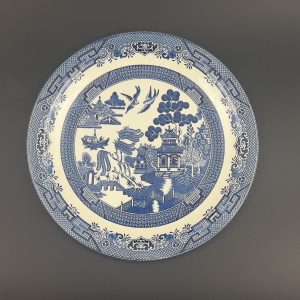 Vintage Churchill Blue Willow Platter: 12.5" Chinoiserie Stoneware