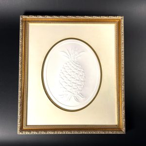 Framed Embossed Pineapple Art: Signed Dot Goodwin, Ornate Gold Frame
