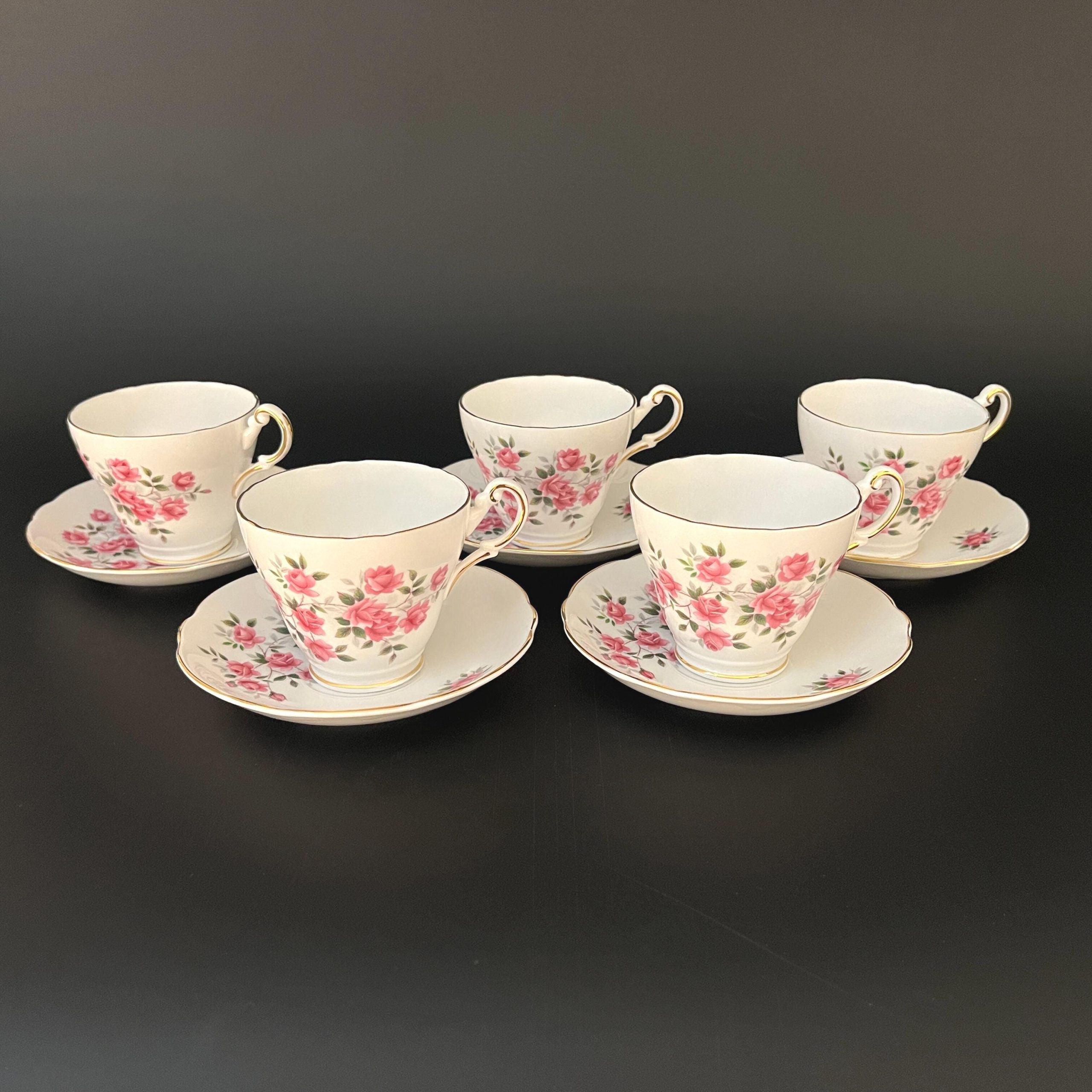 Vintage Regency English Bone China Teacup & Saucer Set - Pink Rose RE29