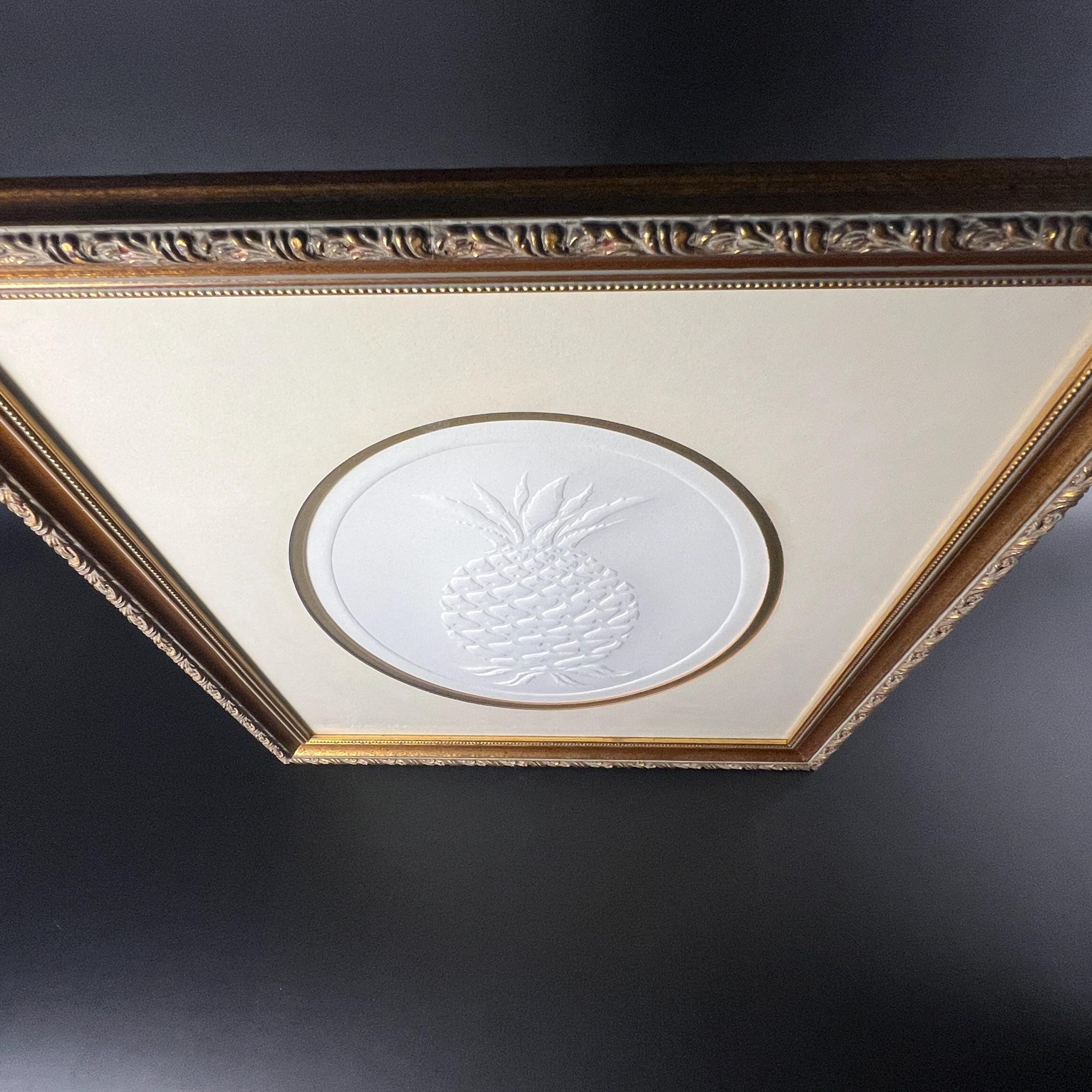 Framed Embossed Pineapple Art: Signed Dot Goodwin, Ornate Gold Frame - Image 6