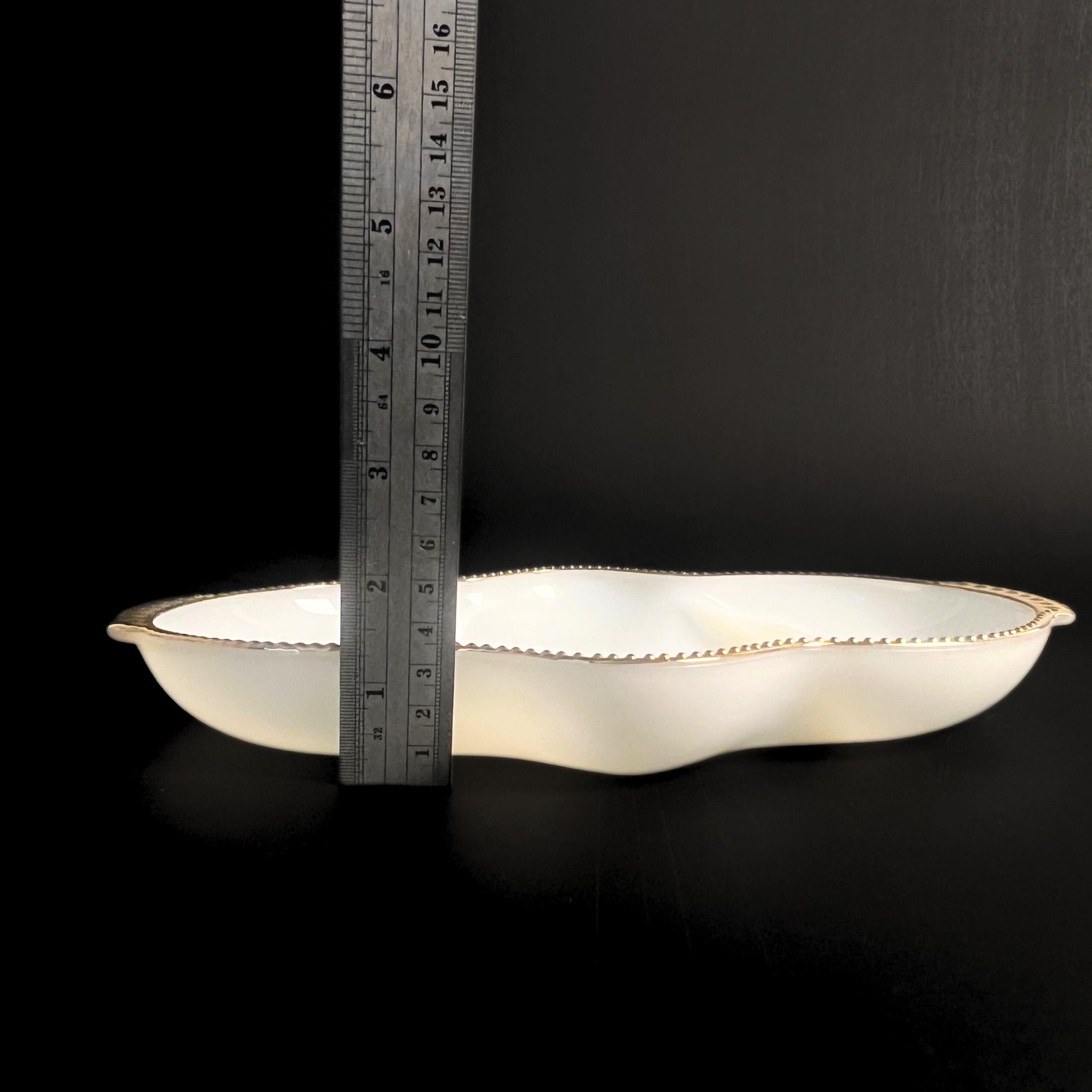 Vintage Fire King Milk Glass Divided Dish: Gold Trim Relish Tray - Image 9