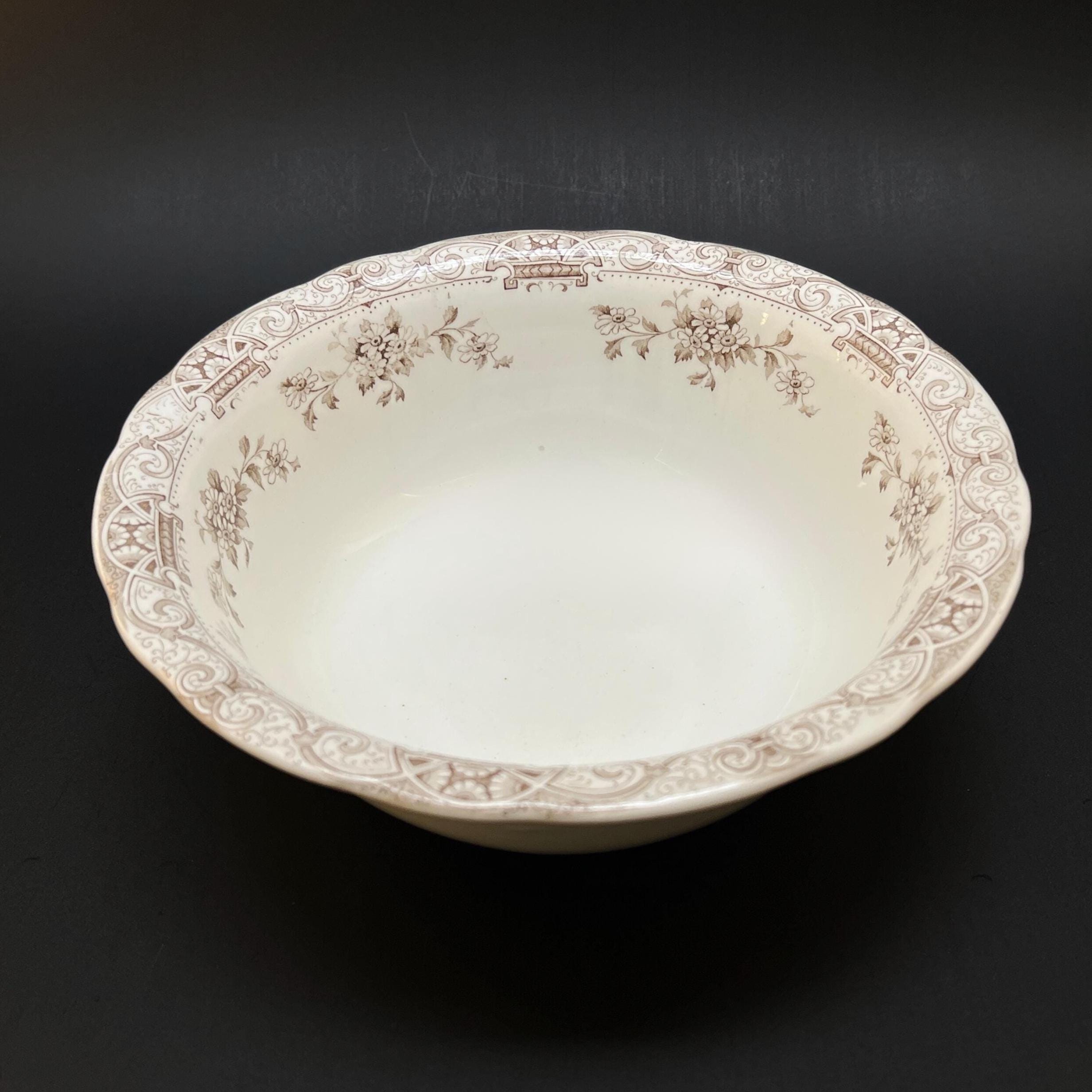 Antique Henry Alcock Transferware Bowl: 1890s English Ironstone, Floral Elite Pattern