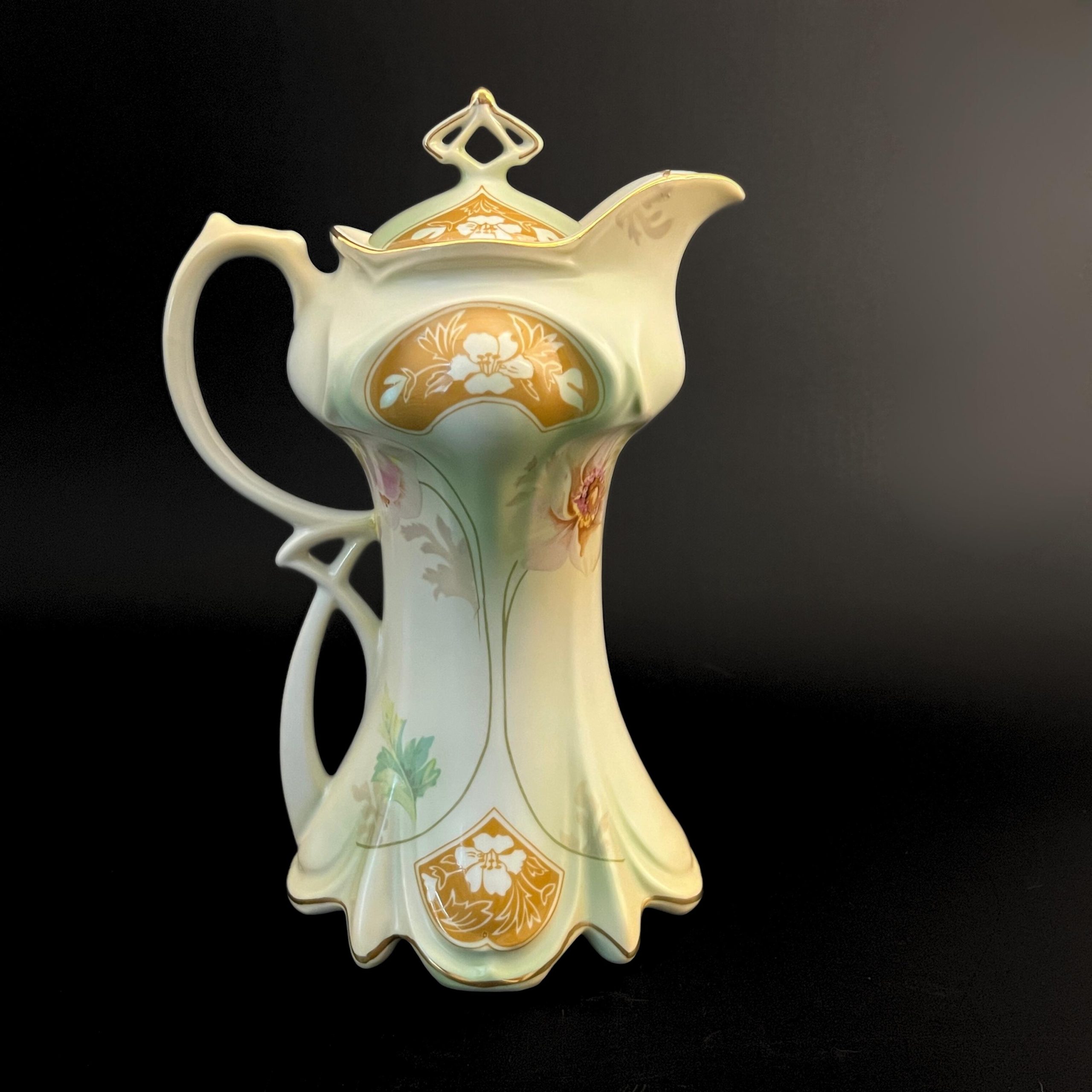 Antique RS Suhl Chocolate Pot Set: Hand-Painted Art Nouveau Porcelain - Image 4