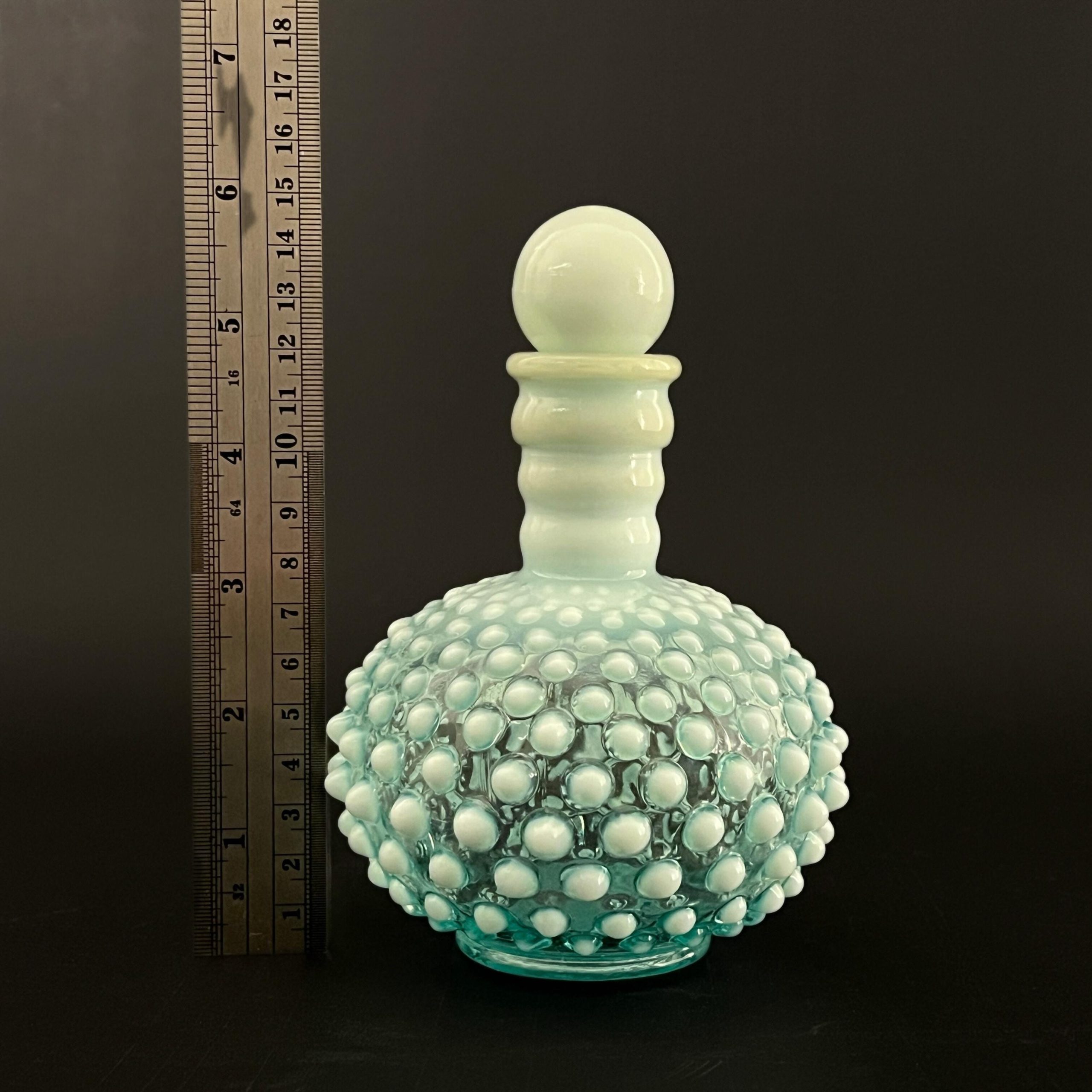 Vintage Fenton Blue Opalescent Hobnail Glass Collection: Vase, Basket, Perfume, Cornucopia - Image 8