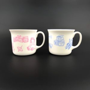 Vintage Porcelain Twin Baby Cups: Queen's of India Keepsake Gift