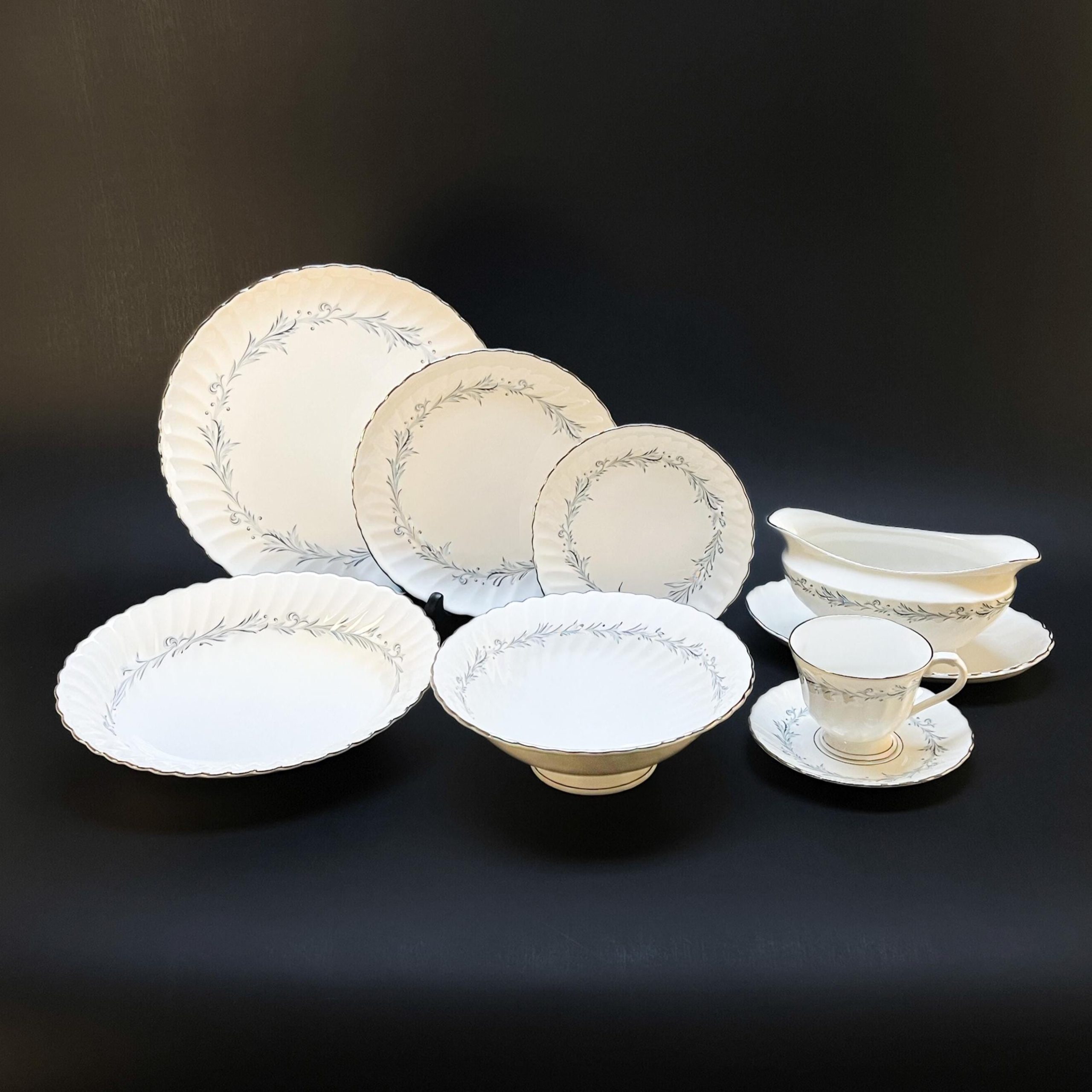 Vintage Syracuse China Sonata Pattern Dinnerware: Plates, Vegetable Bowls, Tea Cups and Saucers