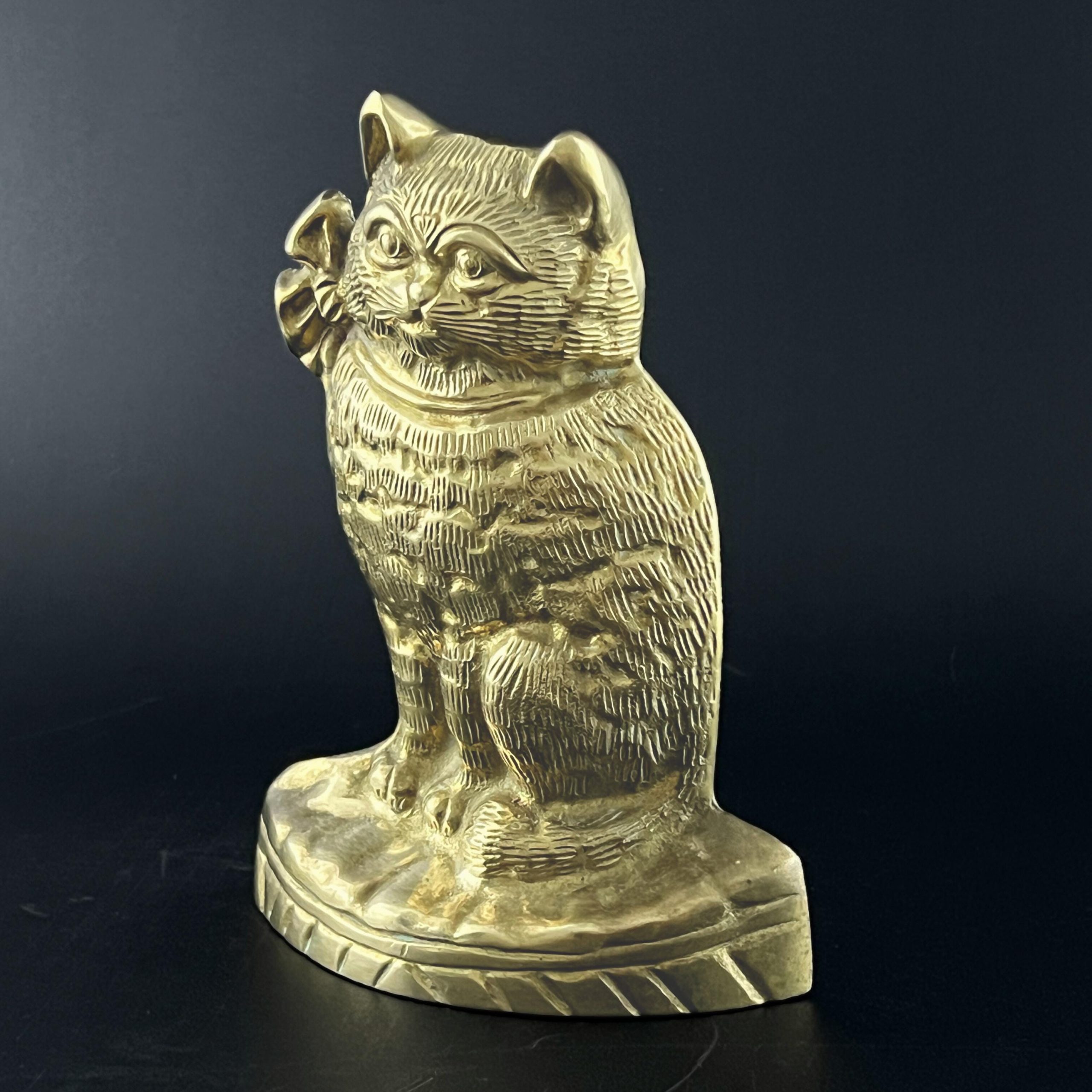 Vintage Solid Brass Cat Doorstop - 1970s Figurine - Image 5