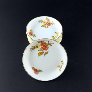 Vintage Thomas Bavaria Floral Butter Pats - Set of 6 Gold Rimmed Dishes