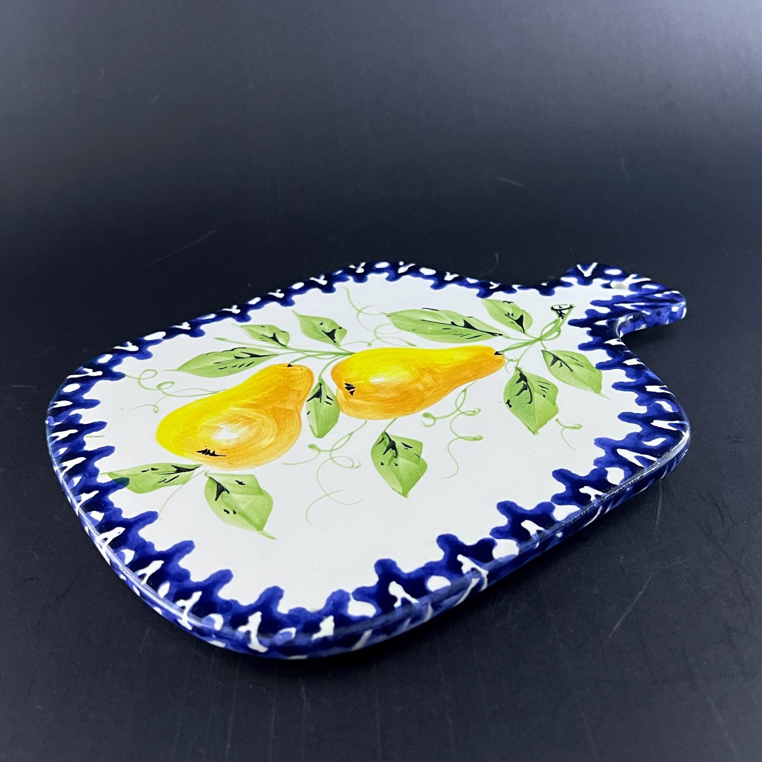 Vintage Italian Ceramic Trivet: Hand Painted Pear Kitchen Decor - Image 5