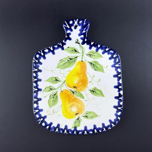 Vintage Italian Ceramic Trivet: Hand Painted Pear Kitchen Decor
