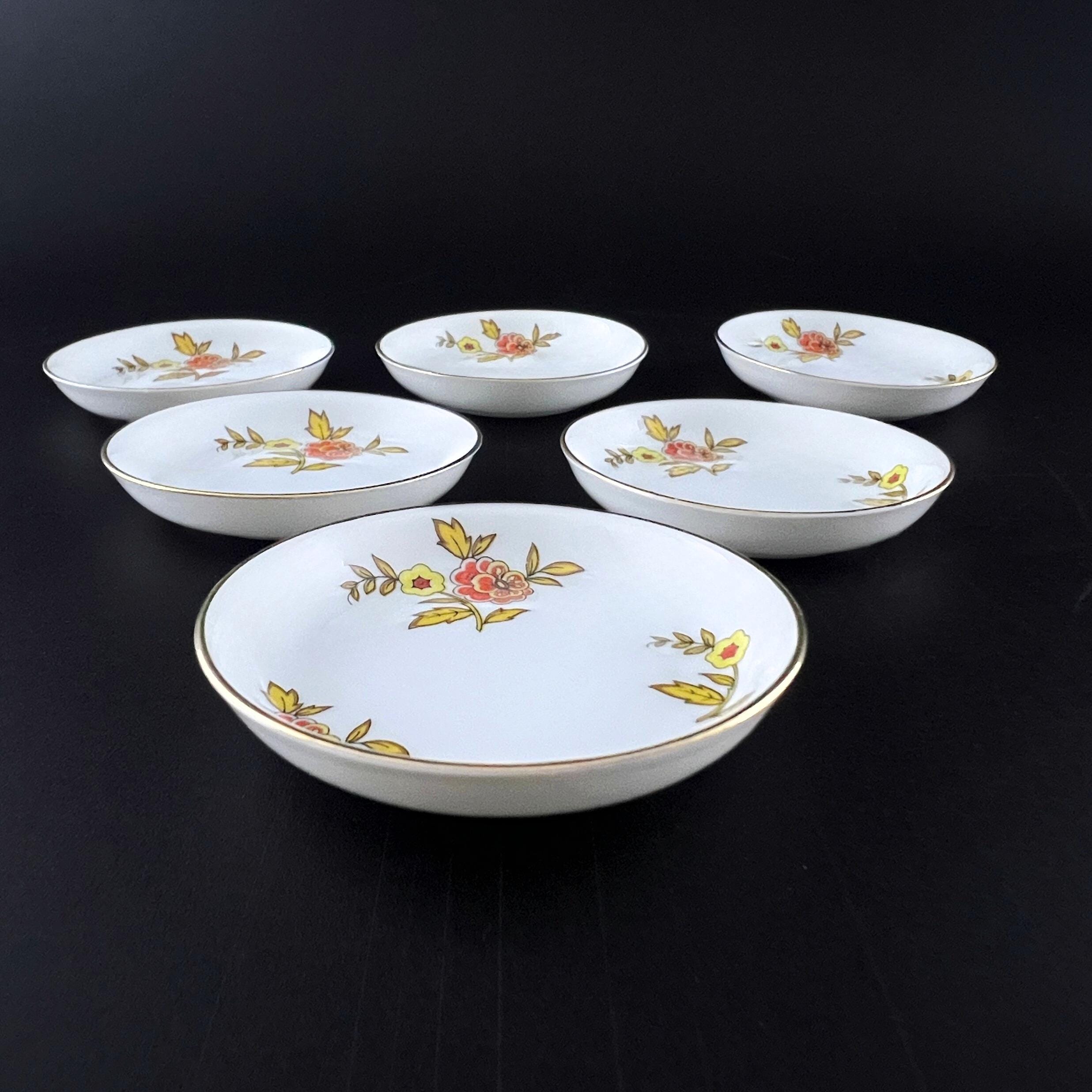 Vintage Thomas Bavaria Floral Butter Pats - Set of 6 Gold Rimmed Dishes - Image 8