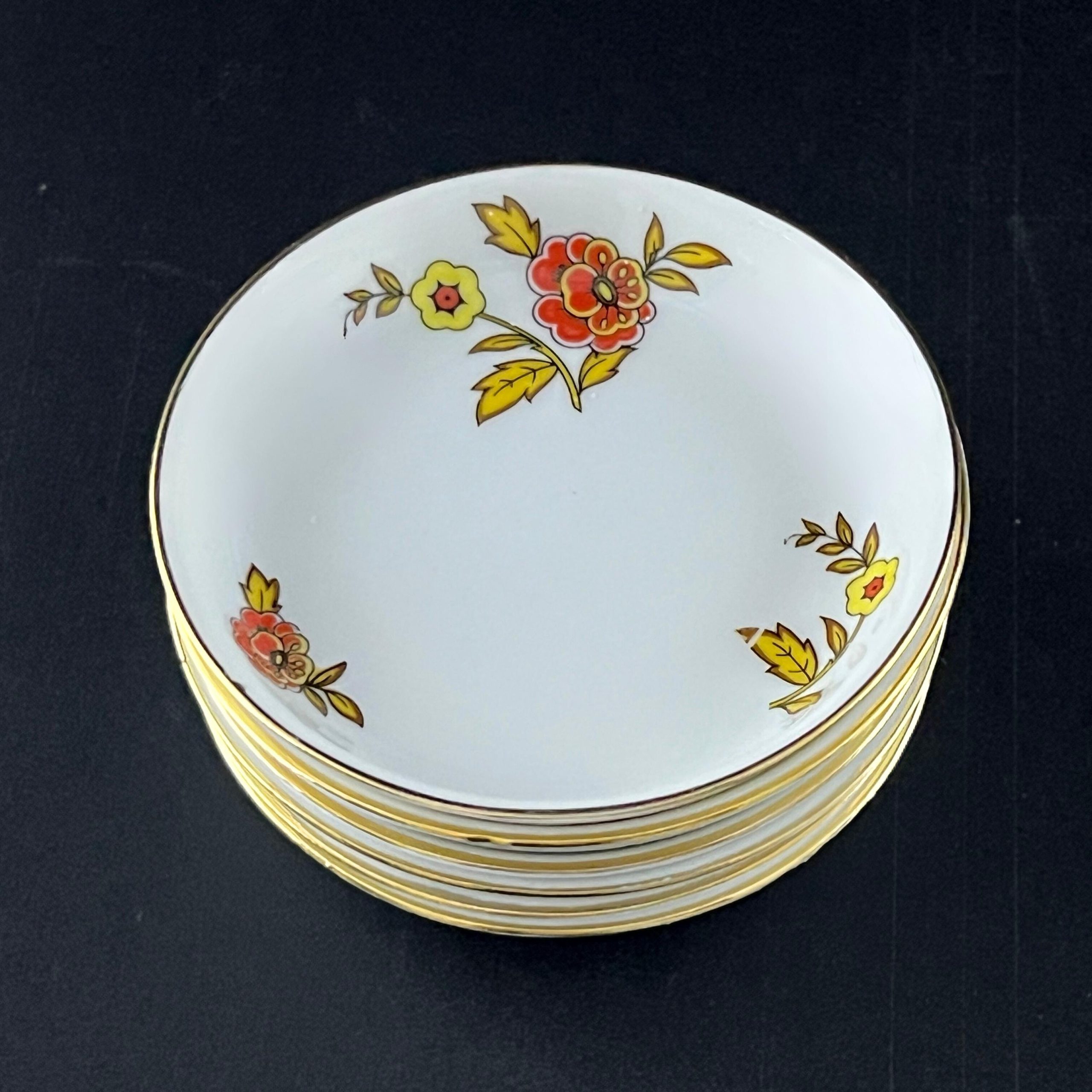 Vintage Thomas Bavaria Floral Butter Pats - Set of 6 Gold Rimmed Dishes - Image 6