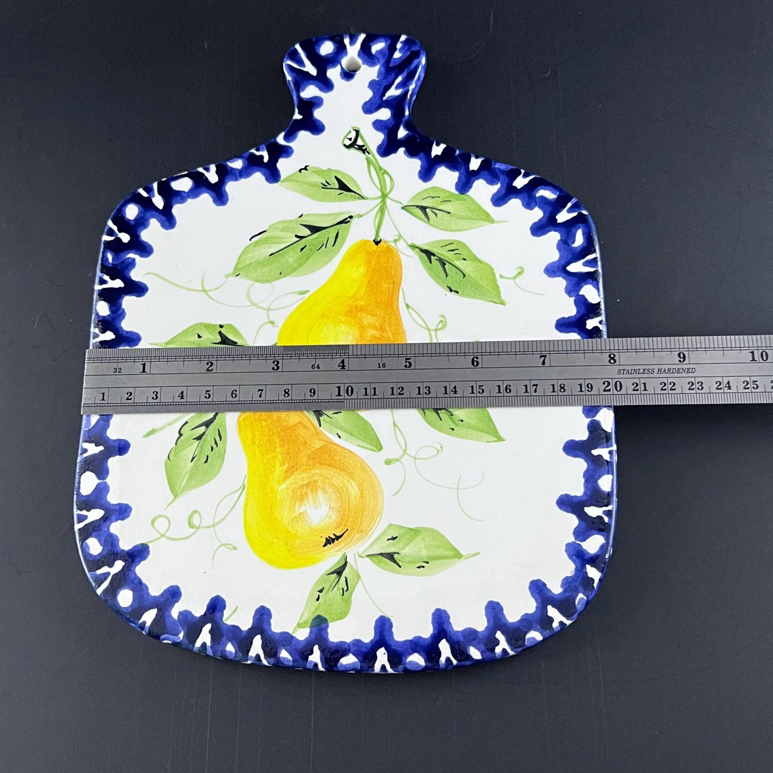 Vintage Italian Ceramic Trivet: Hand Painted Pear Kitchen Decor - Image 7