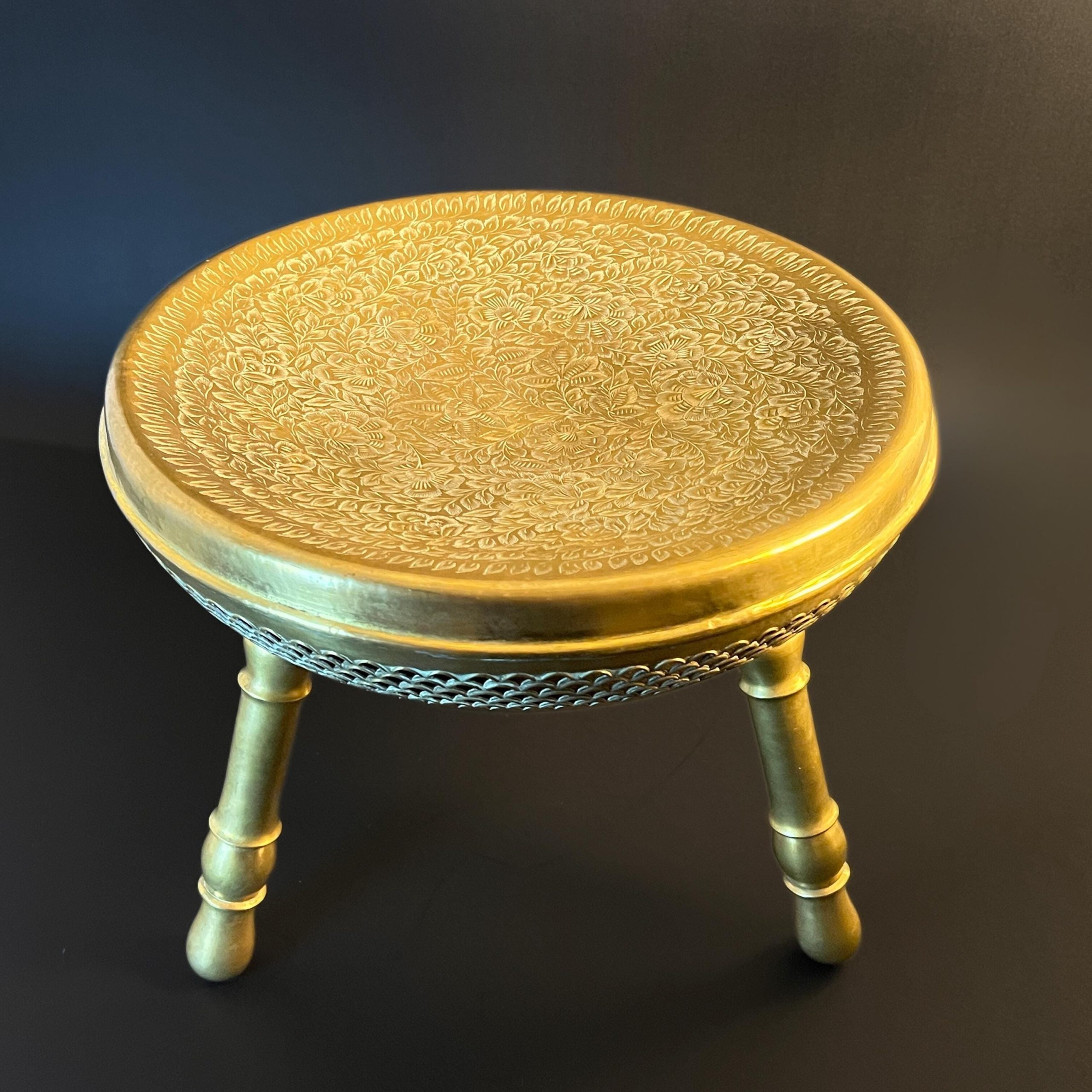 Antique Moroccan Brass Brazier, Pierced Foot Warmer Stool, Islamic Decor - Image 9