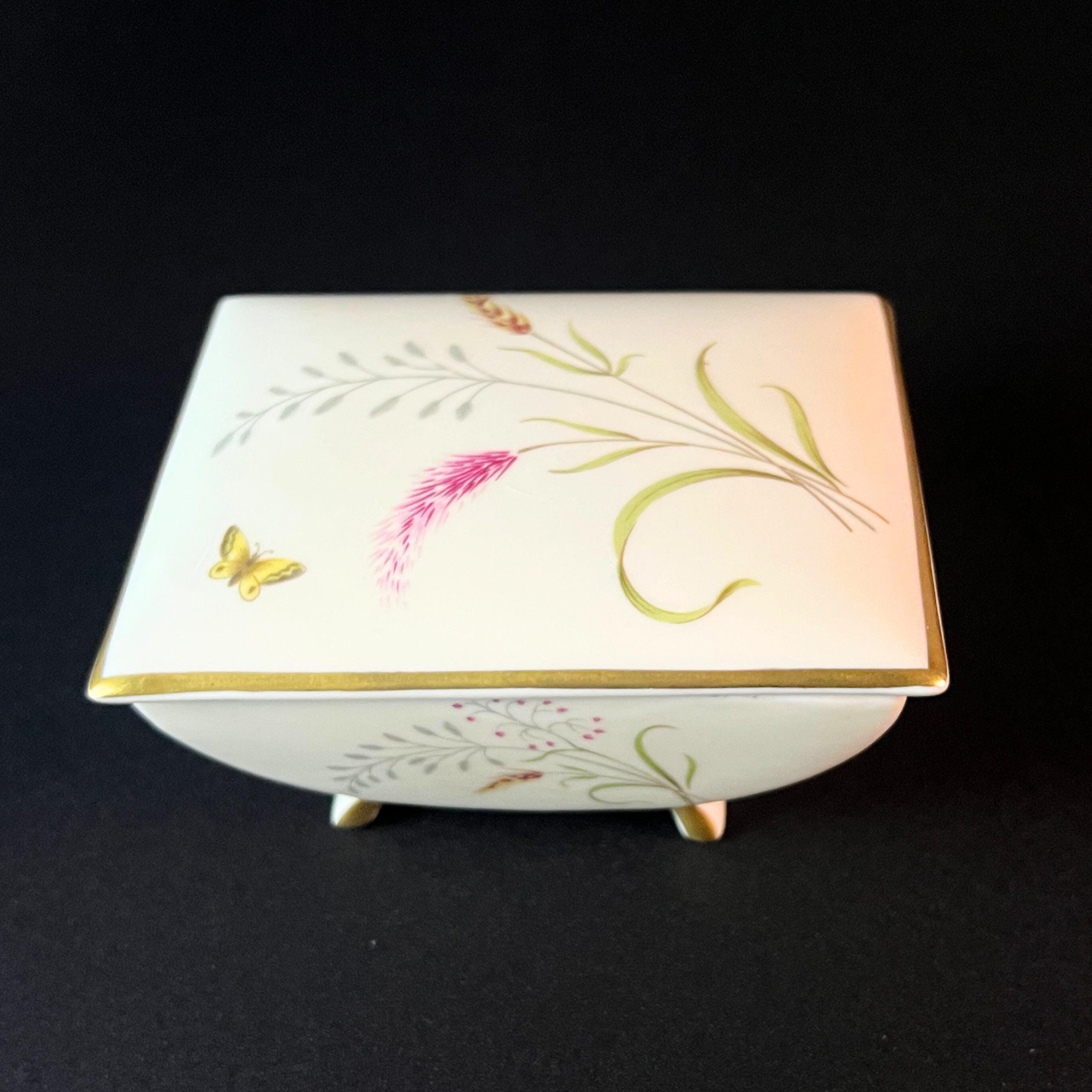 Vintage Rosenthal Porcelain Trinket Box – Aida Cream Wheat & Butterfly, 1950s