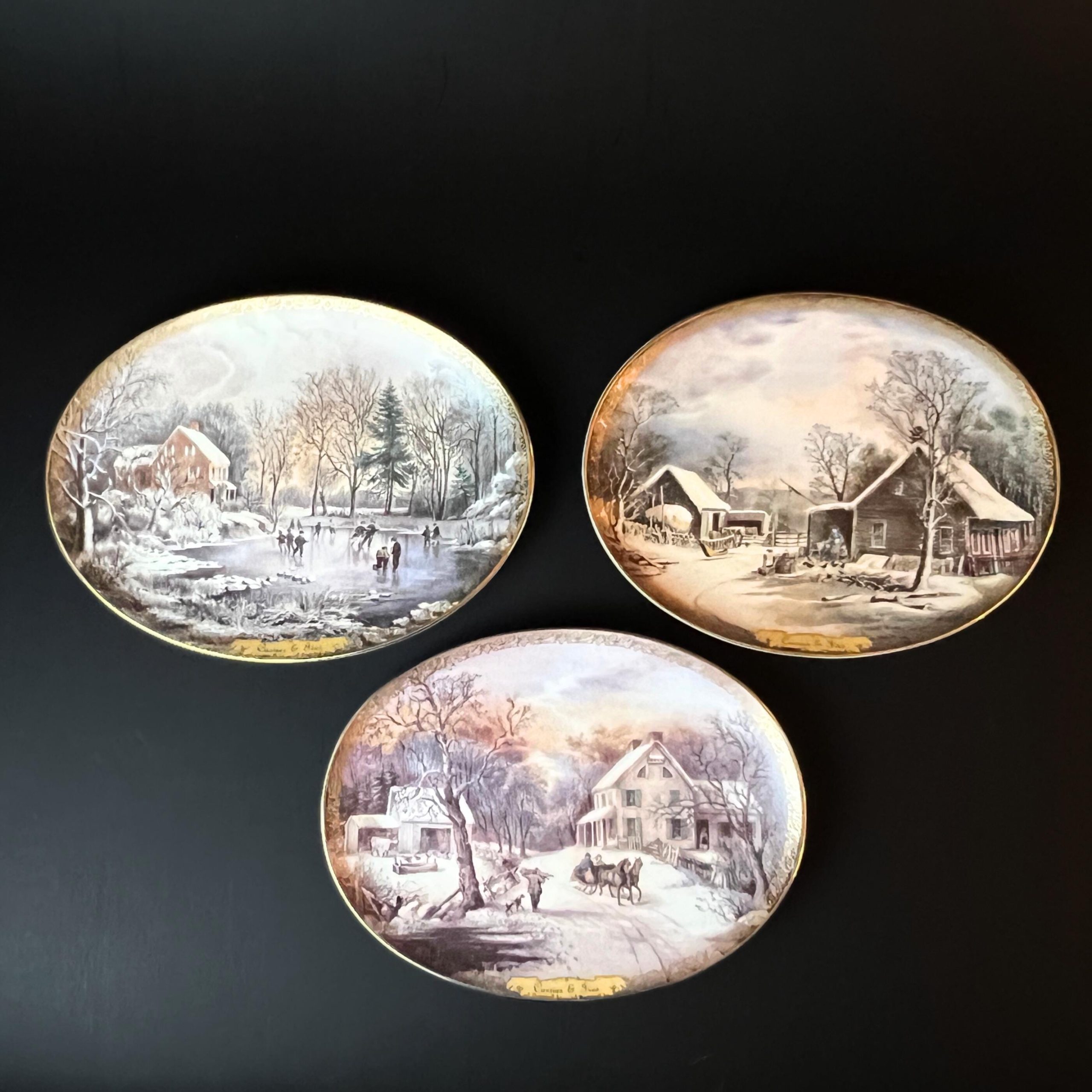 Vintage Currier & Ives Christmas Wall Plate, Bradford Exchange Collectible