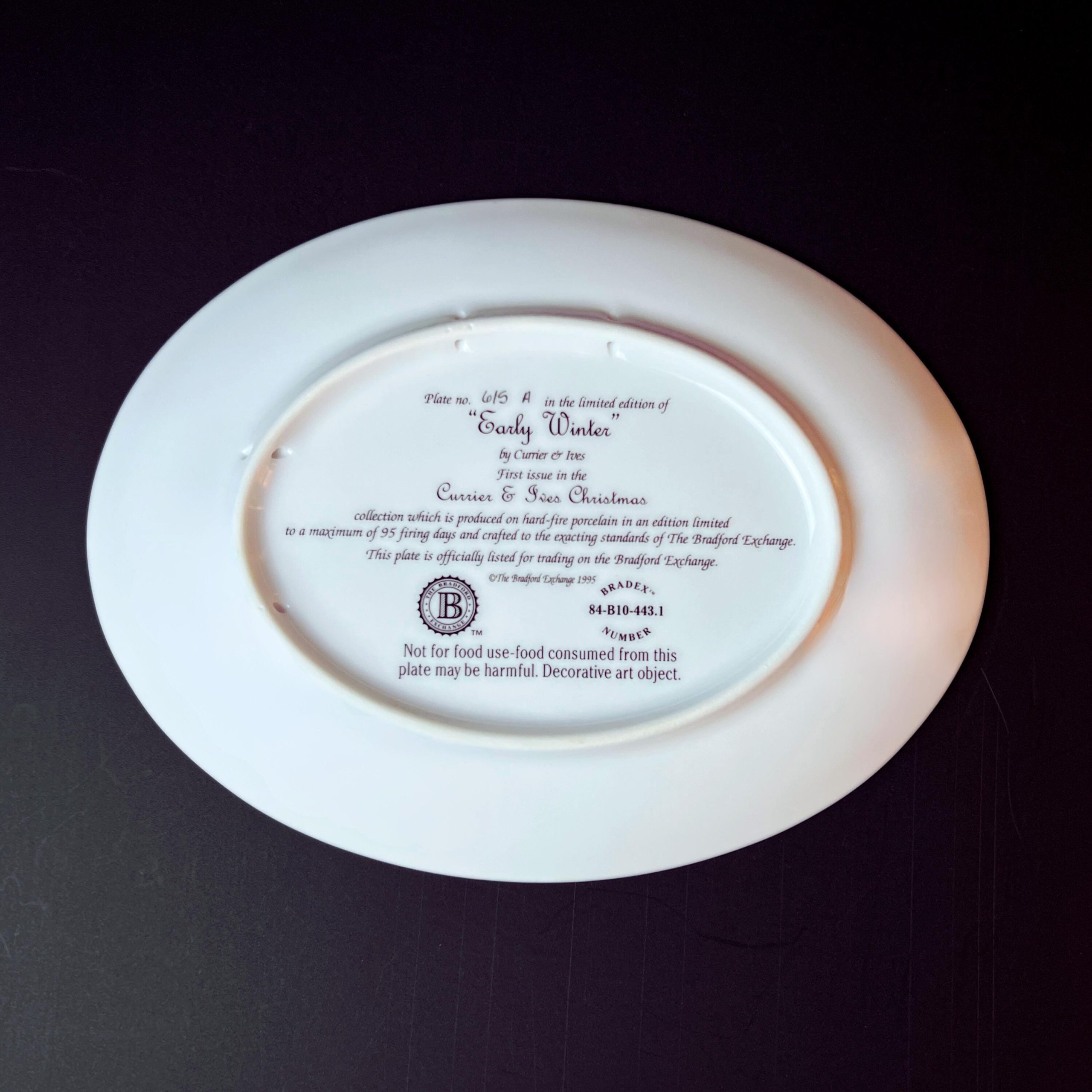 Vintage Currier & Ives Christmas Wall Plate, Bradford Exchange Collectible - Image 4