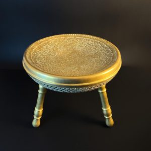 Antique Moroccan Brass Brazier, Pierced Foot Warmer Stool, Islamic Decor