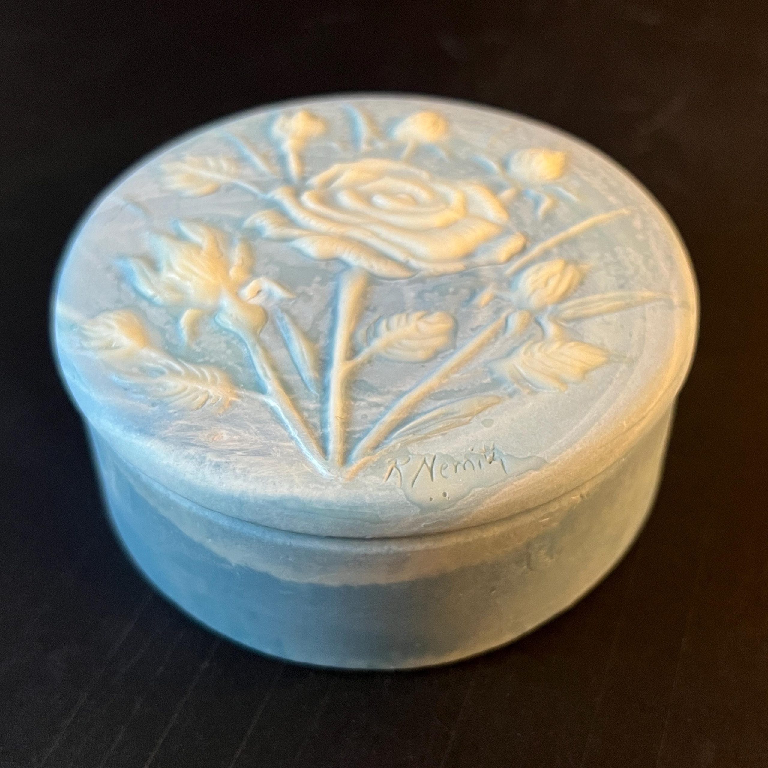 Vintage Incolay Stone Trinket Box Set, Robert Nemith Floral Jewelry Boxes, 1970s Vanity Decor - Image 7