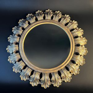 Vintage Sunburst Mirror, Gold Acanthus Leaf, Hollywood Regency Decor
