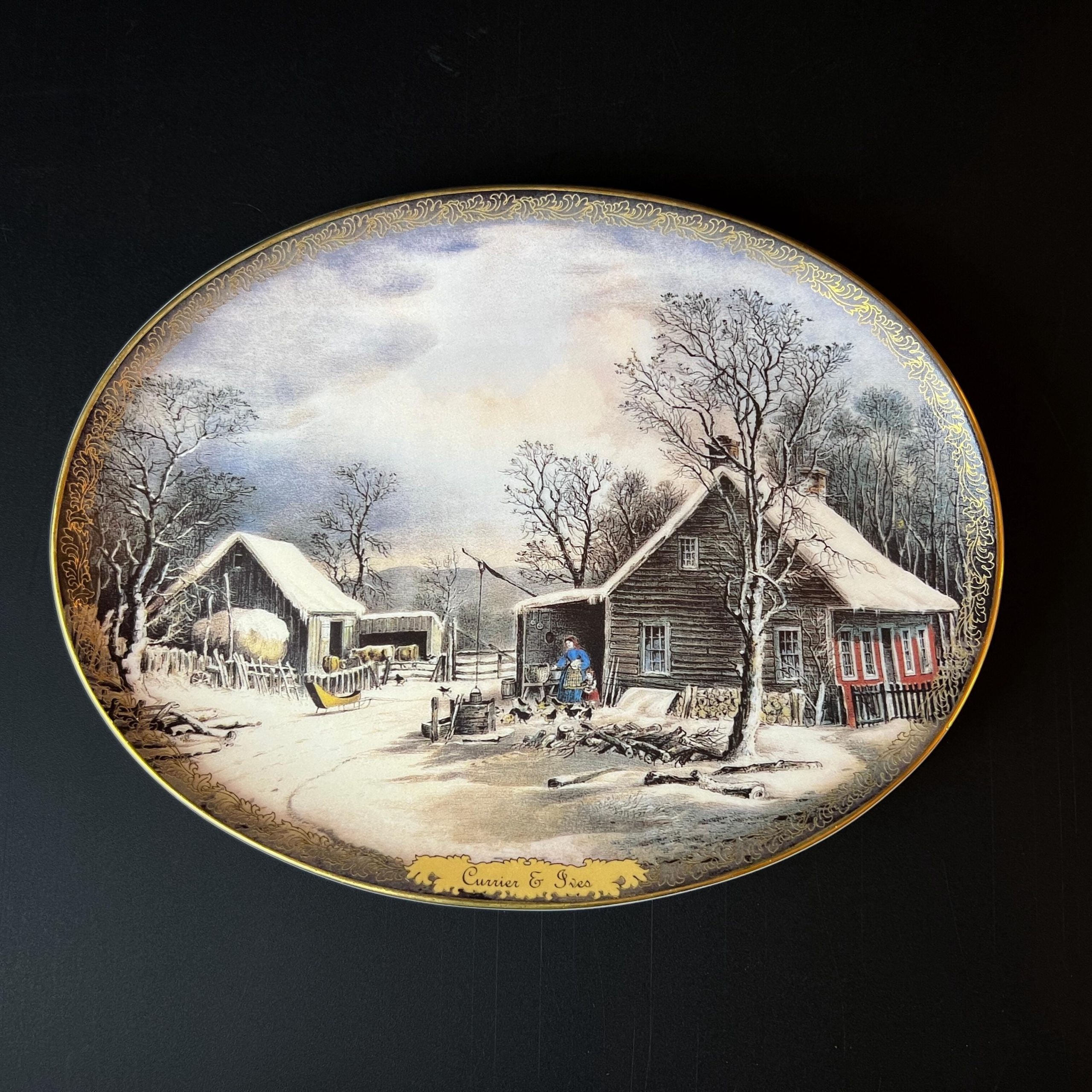 Vintage Currier & Ives Christmas Wall Plate, Bradford Exchange Collectible - Image 9