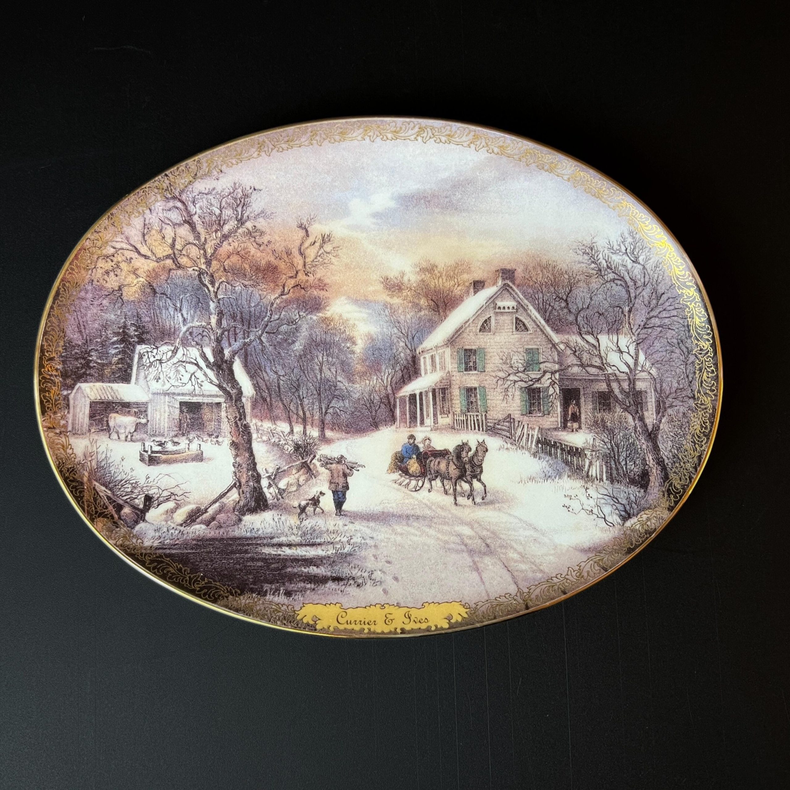 Vintage Currier & Ives Christmas Wall Plate, Bradford Exchange Collectible - Image 6