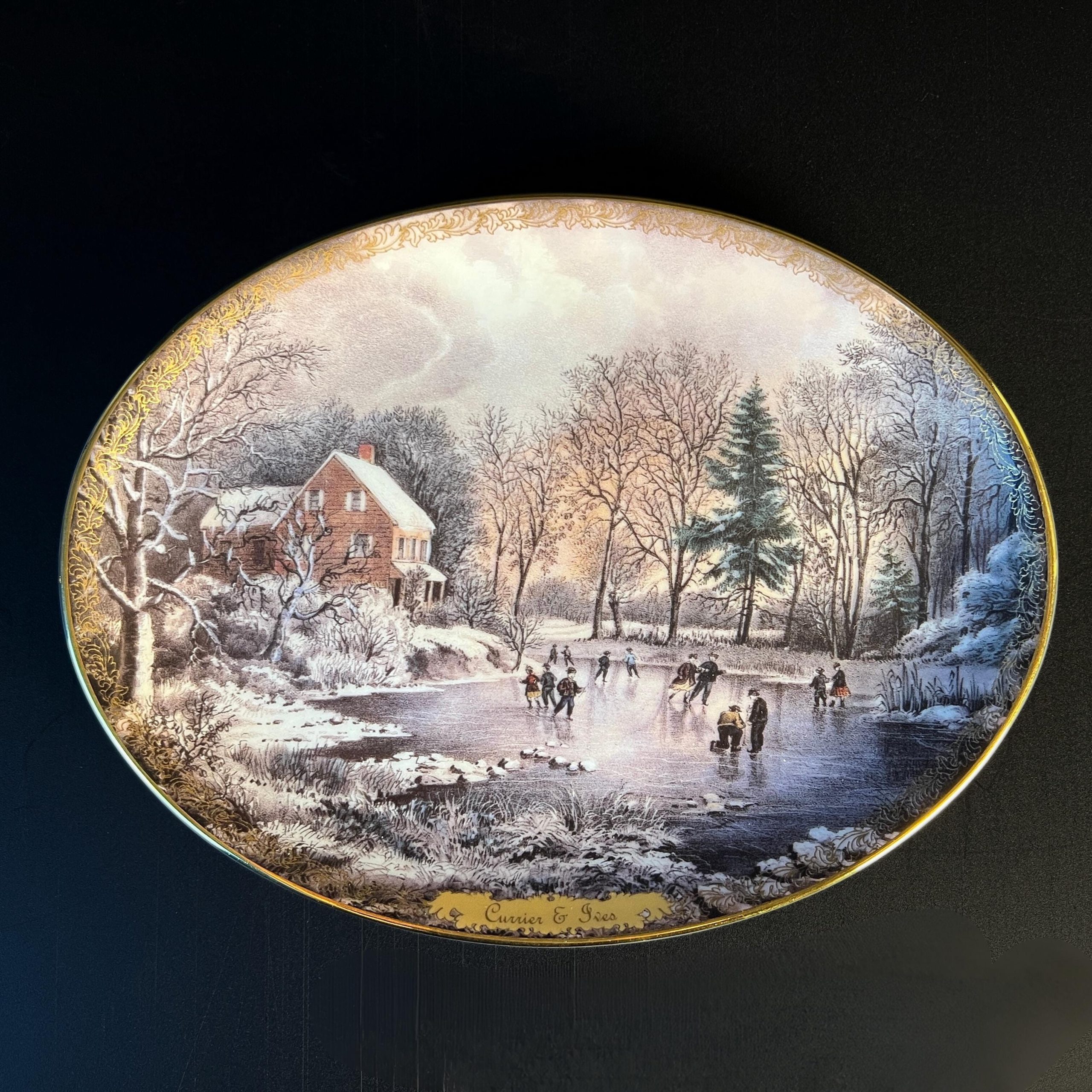 Vintage Currier & Ives Christmas Wall Plate, Bradford Exchange Collectible - Image 3