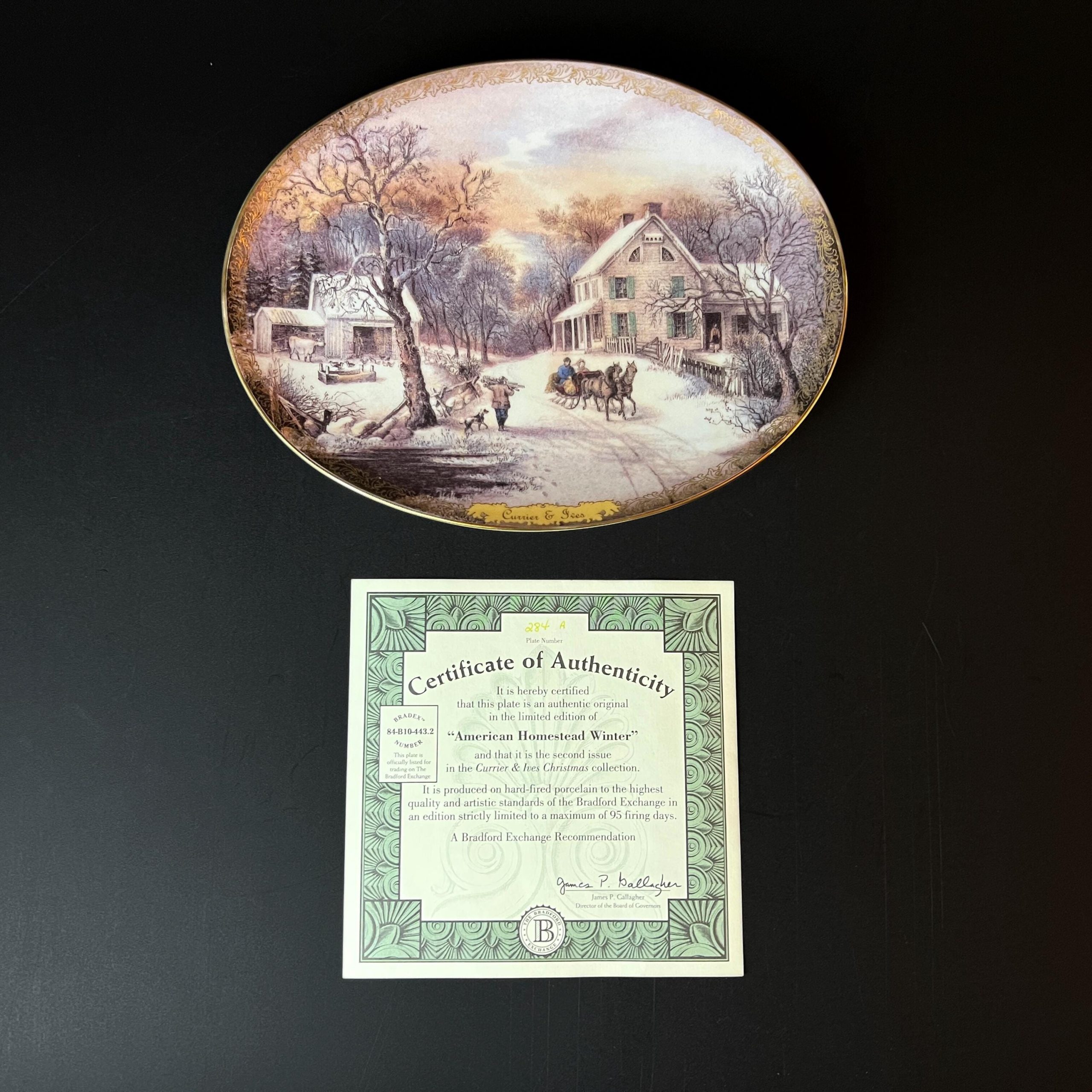Vintage Currier & Ives Christmas Wall Plate, Bradford Exchange Collectible - Image 8