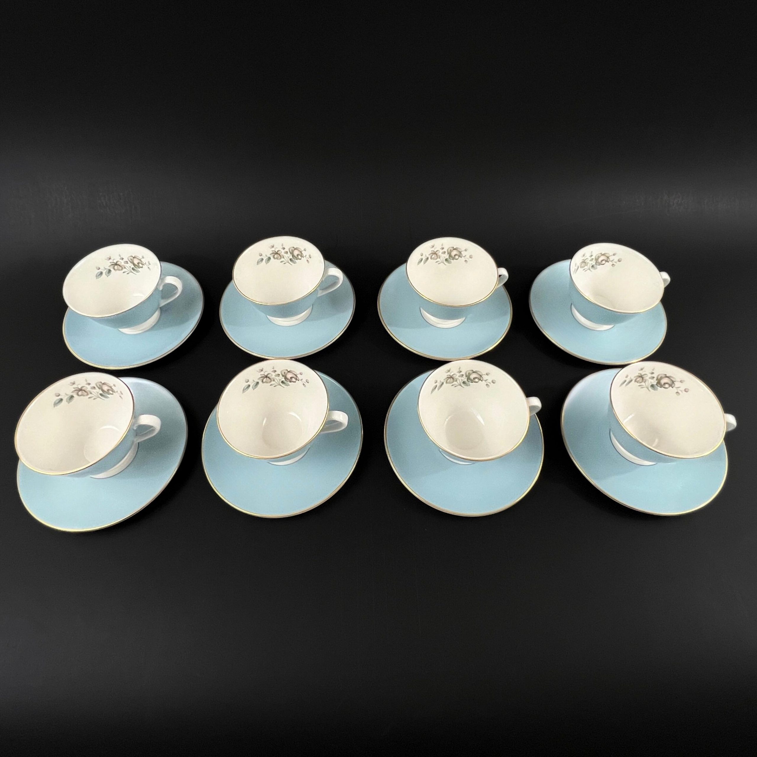 Set of 8 Royal Doulton Teacups and Saucers in Rose Elegans TC1010 - Image 6