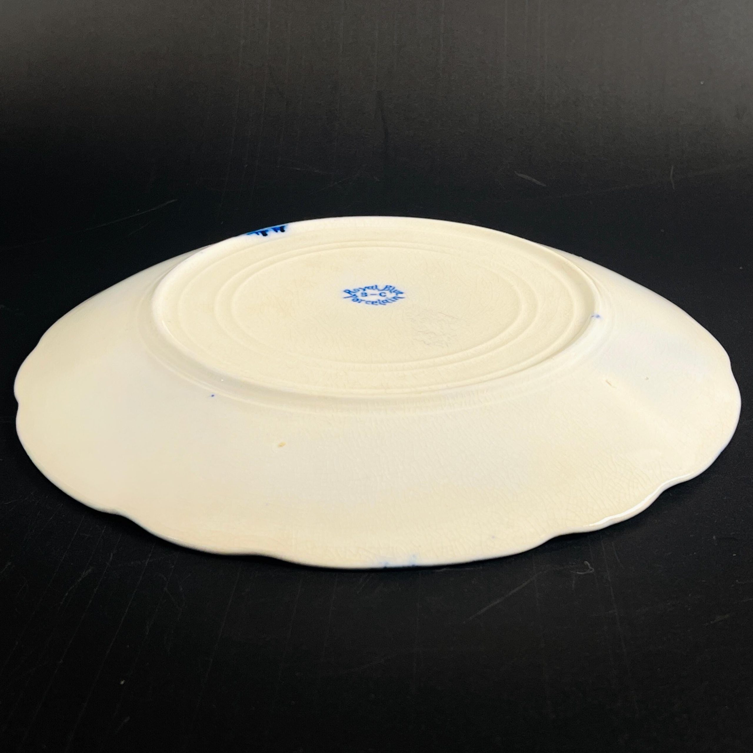 Antique Flow Blue 10 inch Dinner Plate - Burgess & Campbell in Balmoral Royal Blue Pattern - Image 8
