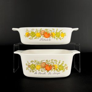 Set of 2 - Vintage CorningWare Spice of Life Casserole Dishes -  L’Echalote 1 Liter and Le Persil La Sauge 1.5 Quart
