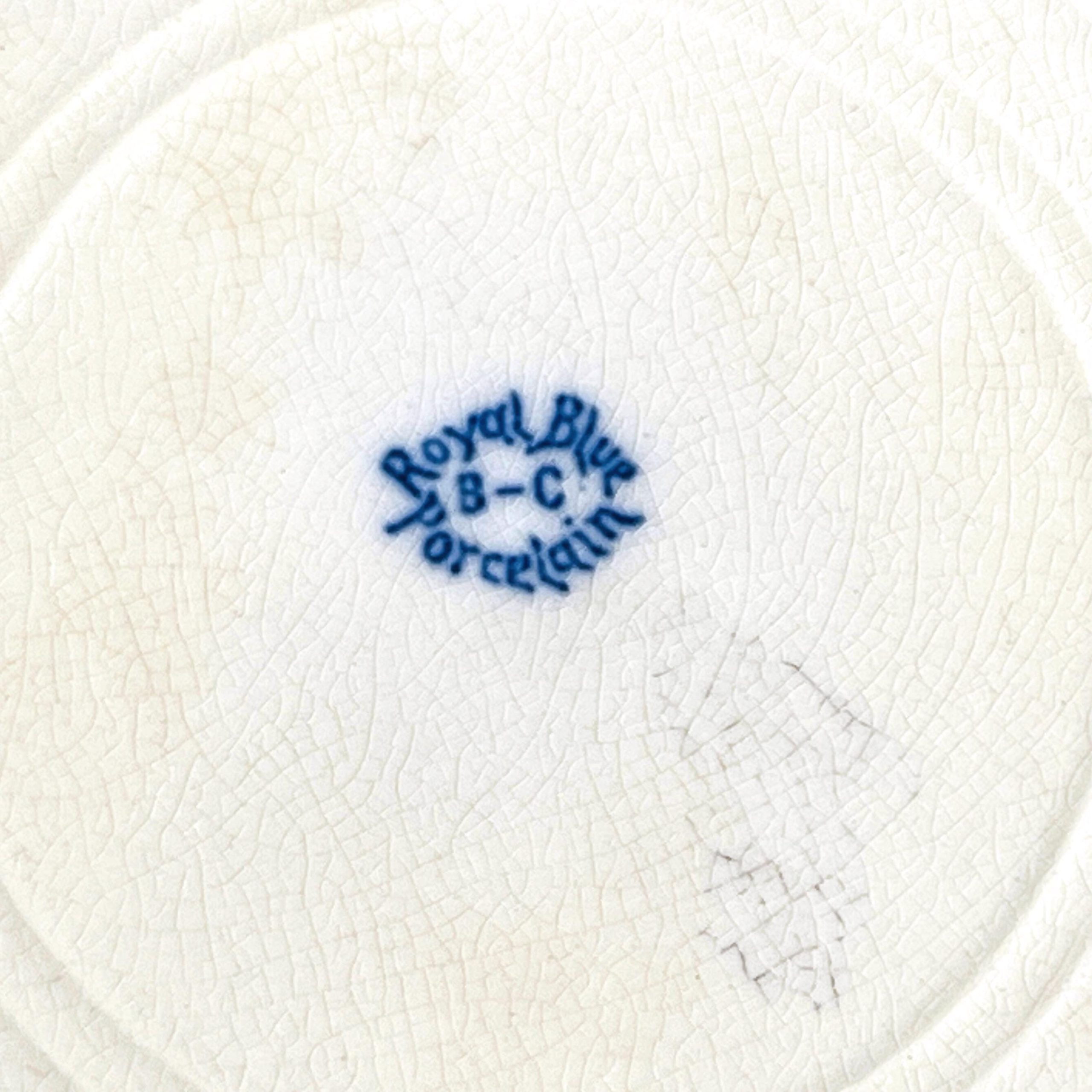 Antique Flow Blue 10 inch Dinner Plate - Burgess & Campbell in Balmoral Royal Blue Pattern - Image 9